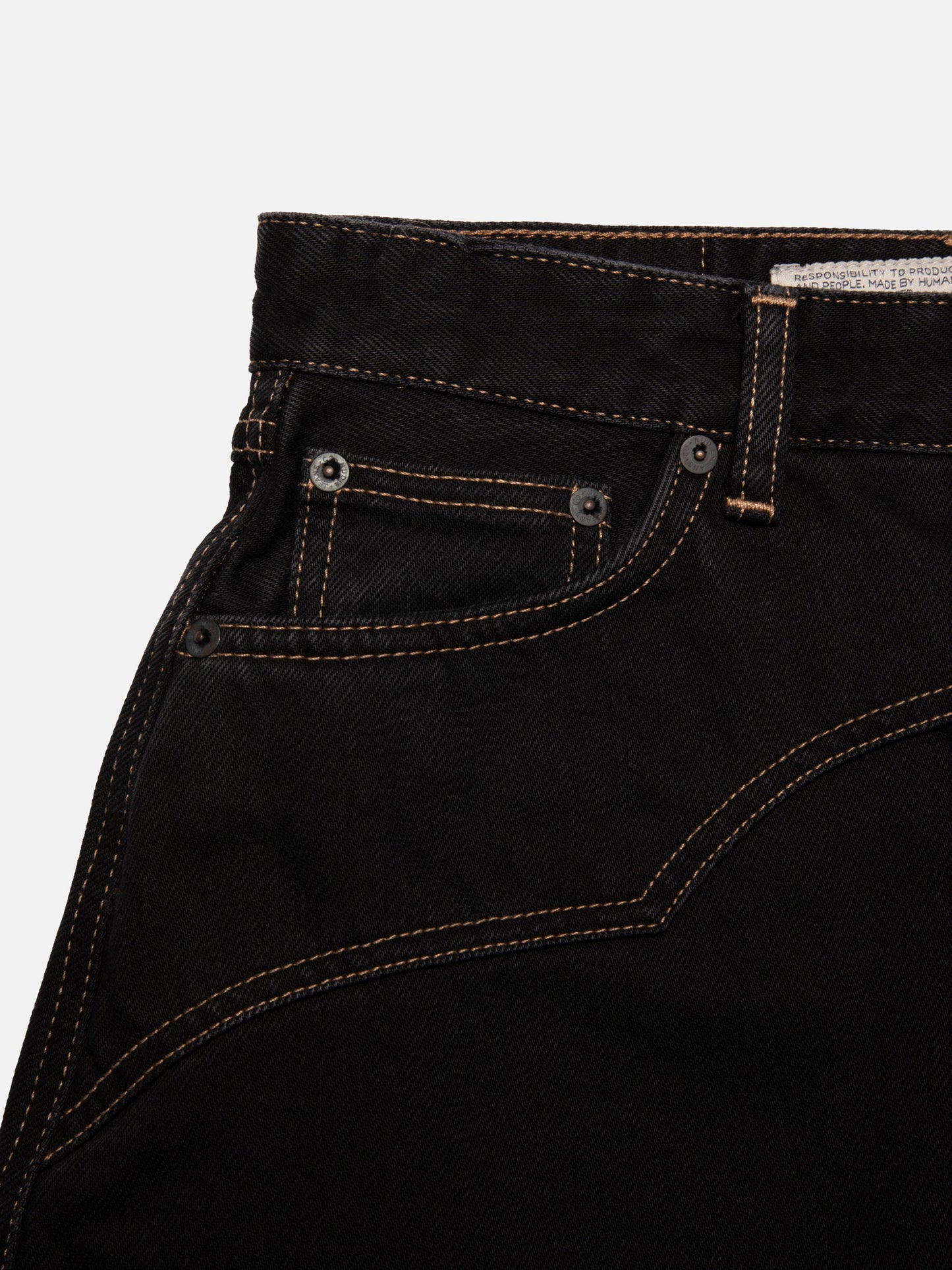 Jupe en jean à surpiqûres de coton bio | noire "molly western denim skirt black"
