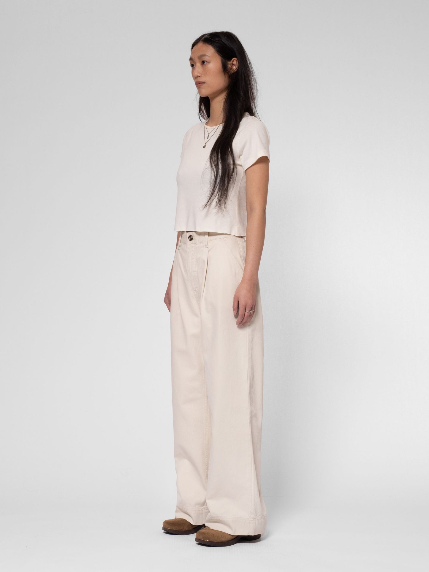 Pantalon ample en coton bio | écru "suki workwear sailor pants ecru"