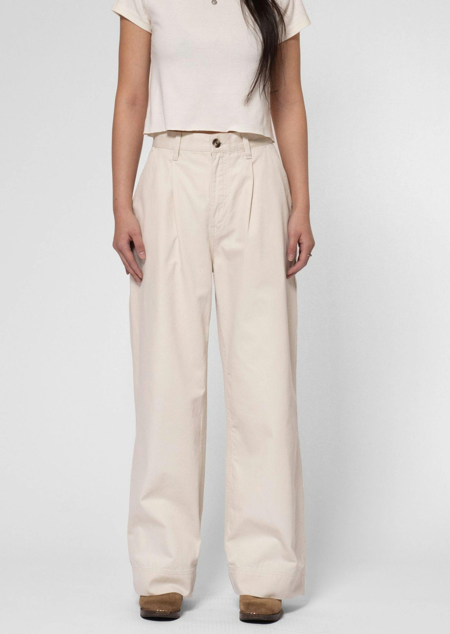 Pantalon ample en coton bio | écru "suki workwear sailor pants ecru"