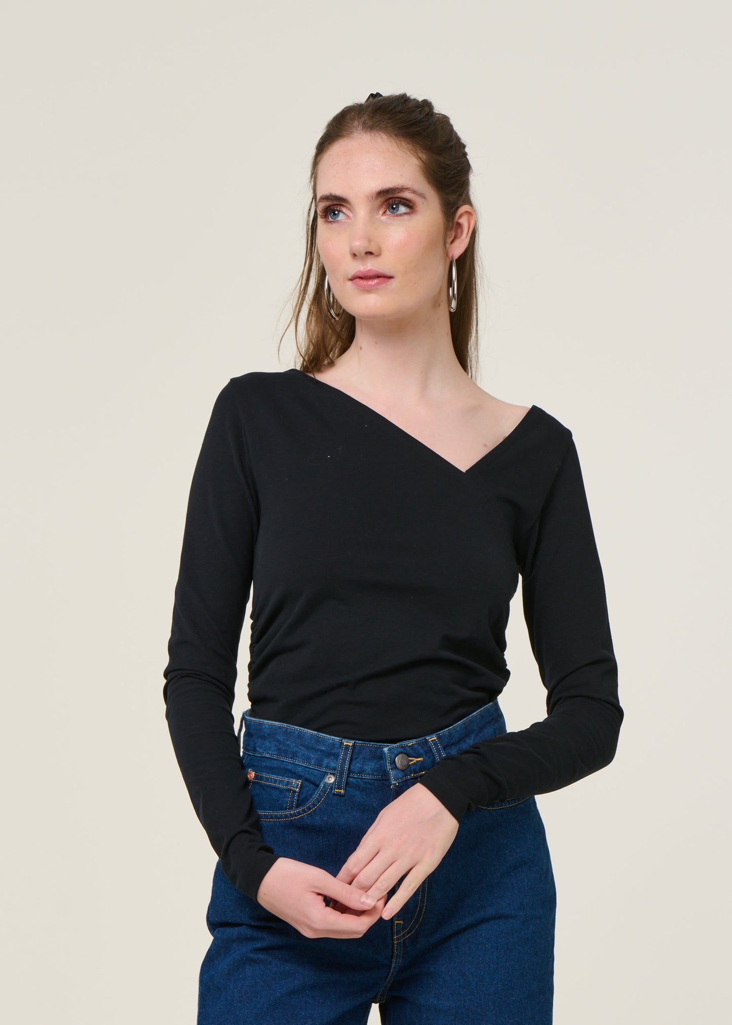 T-shirt manches longues en coton bio | noir "casma - black"