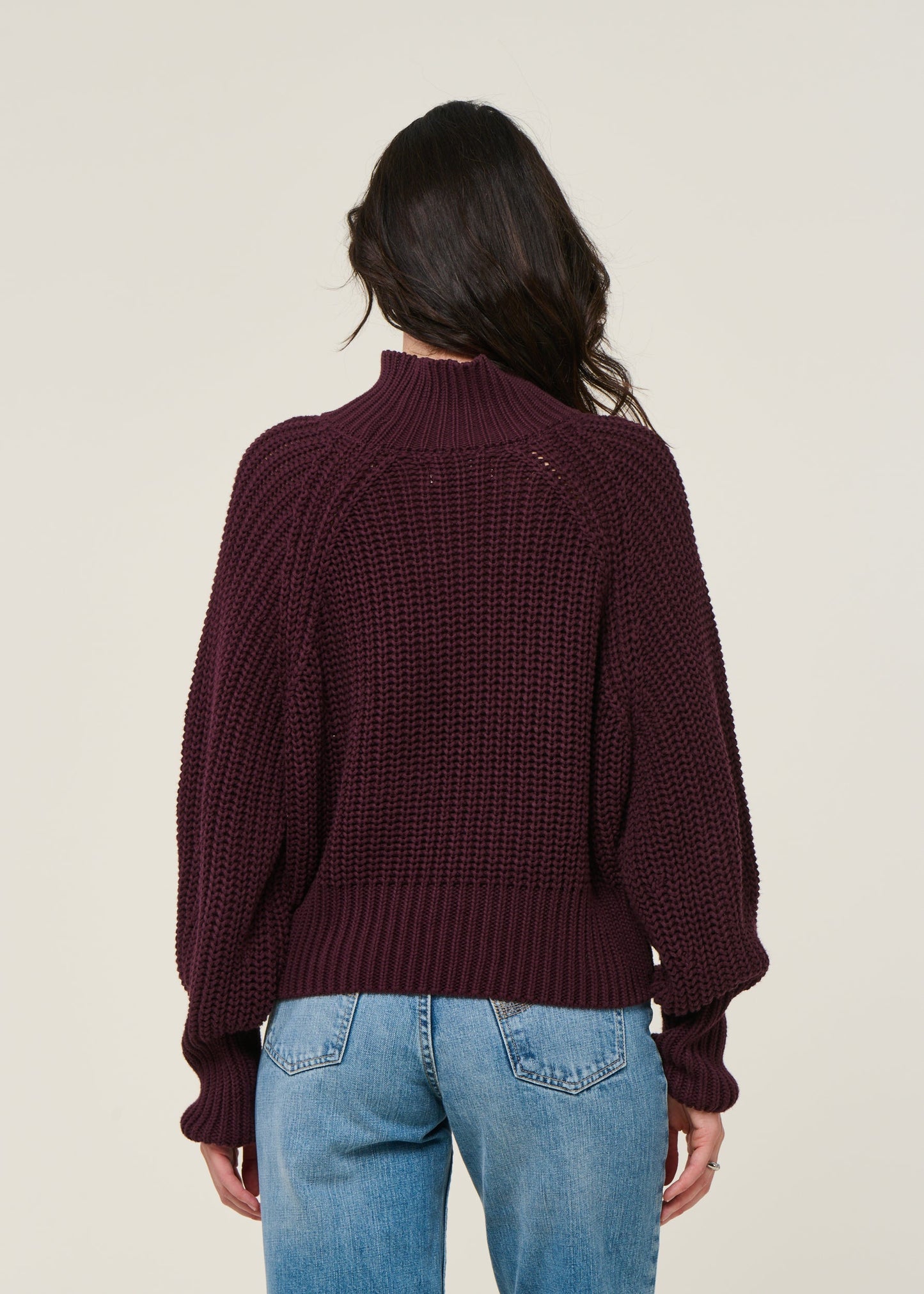 Pull maille en coton bio | aubergine "ola - cherry lacquer"