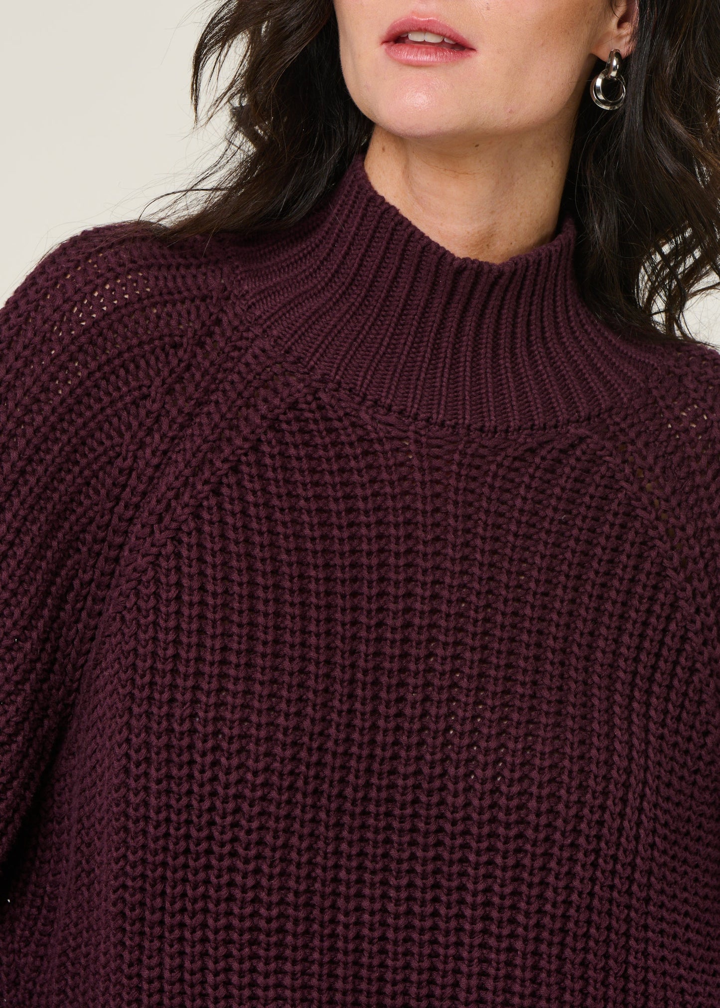 Pull maille en coton bio | aubergine "ola - cherry lacquer"