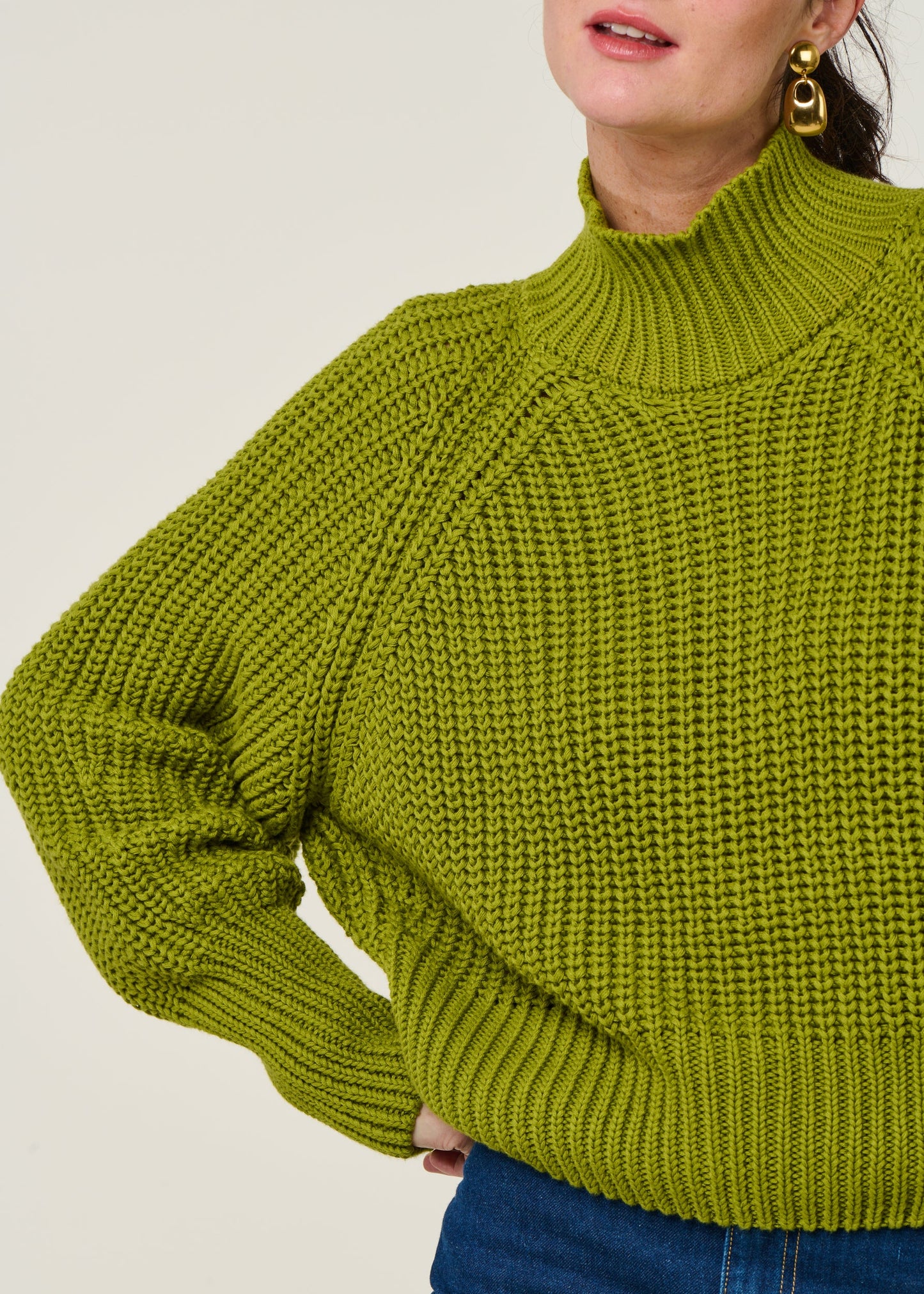 Pull maille en coton bio | vert "ola - mossy pear"