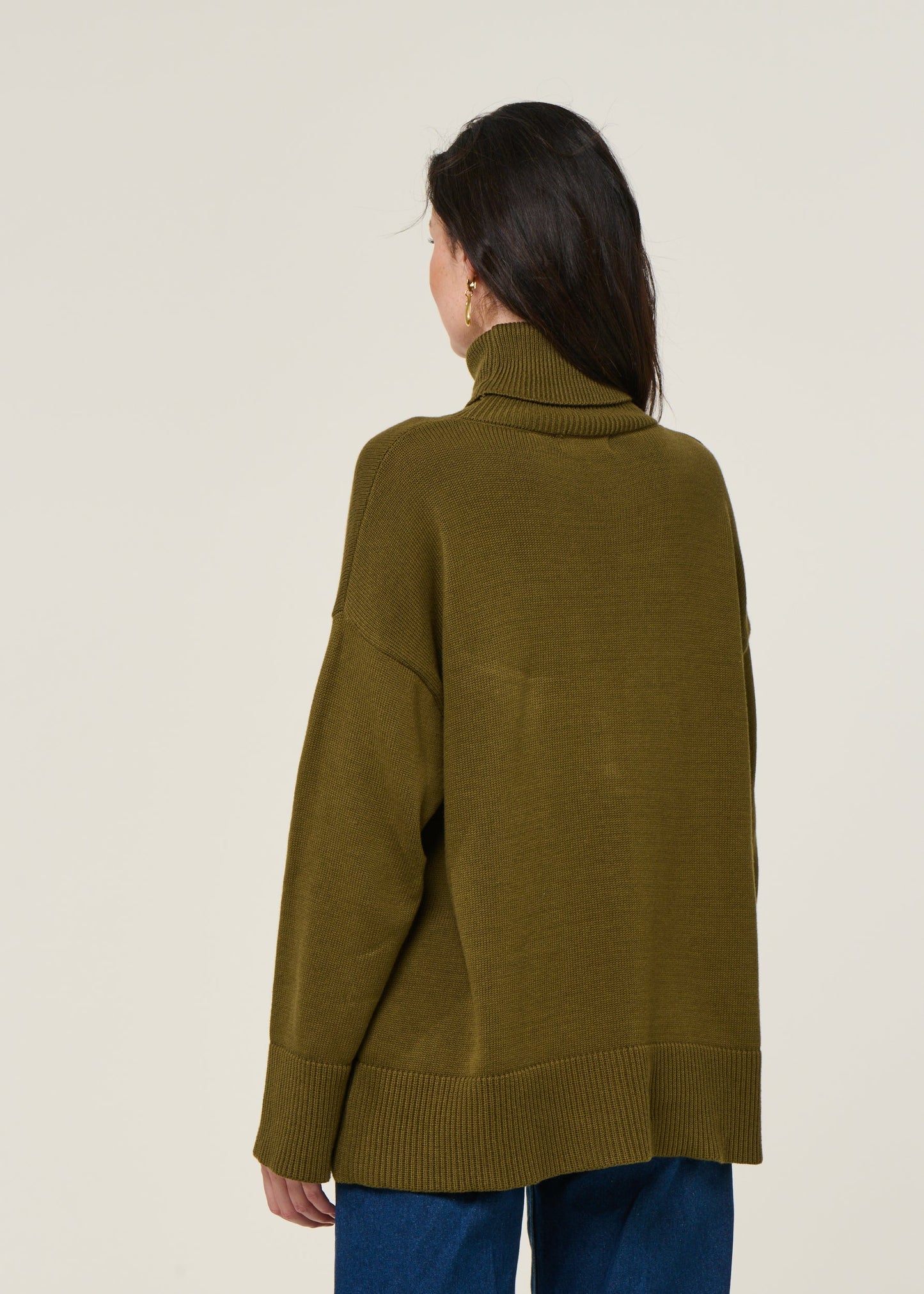 Pull col roulé en coton bio | vert "mua - woody olive"