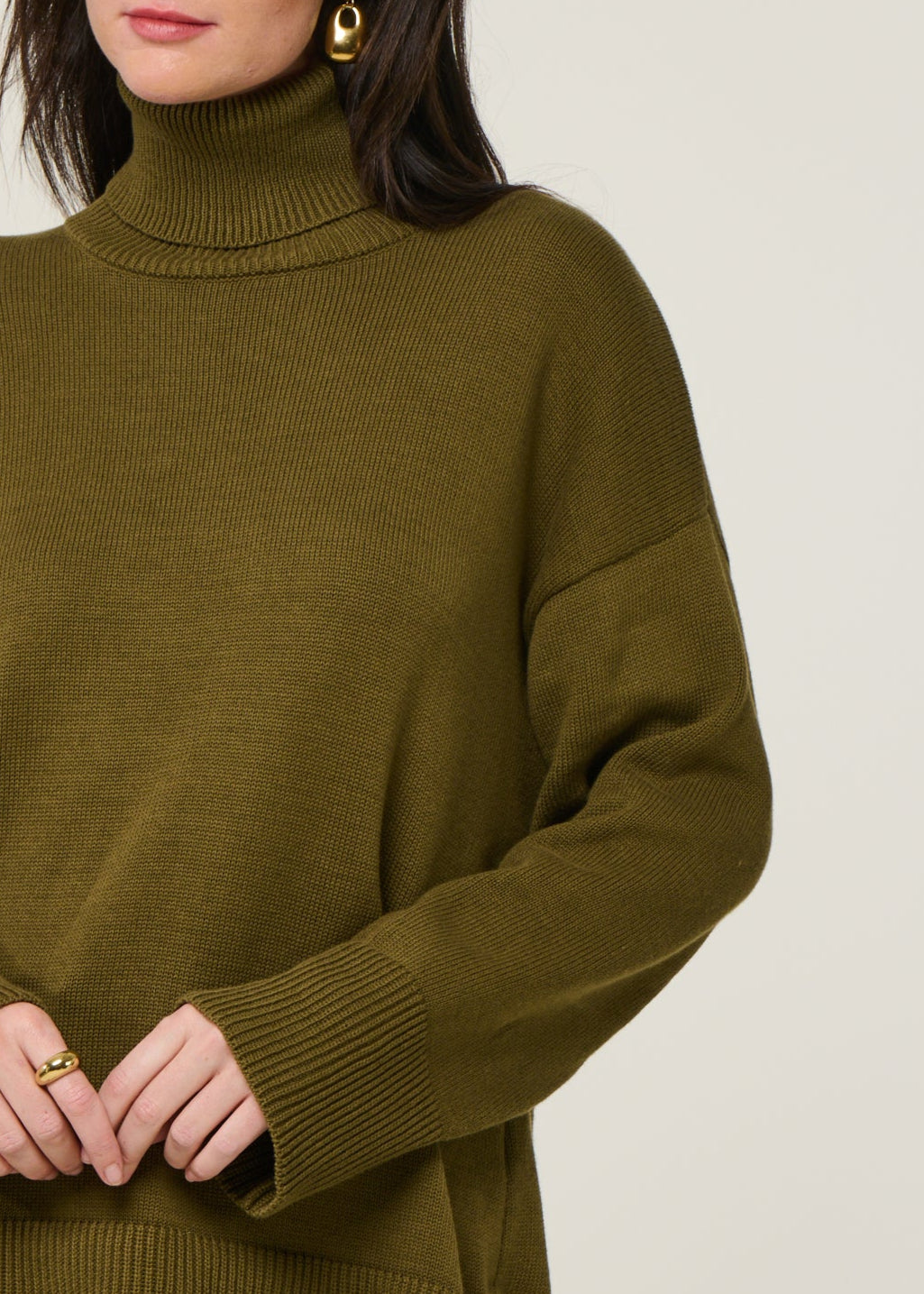 Pull col roulé en coton bio | vert "mua - woody olive"