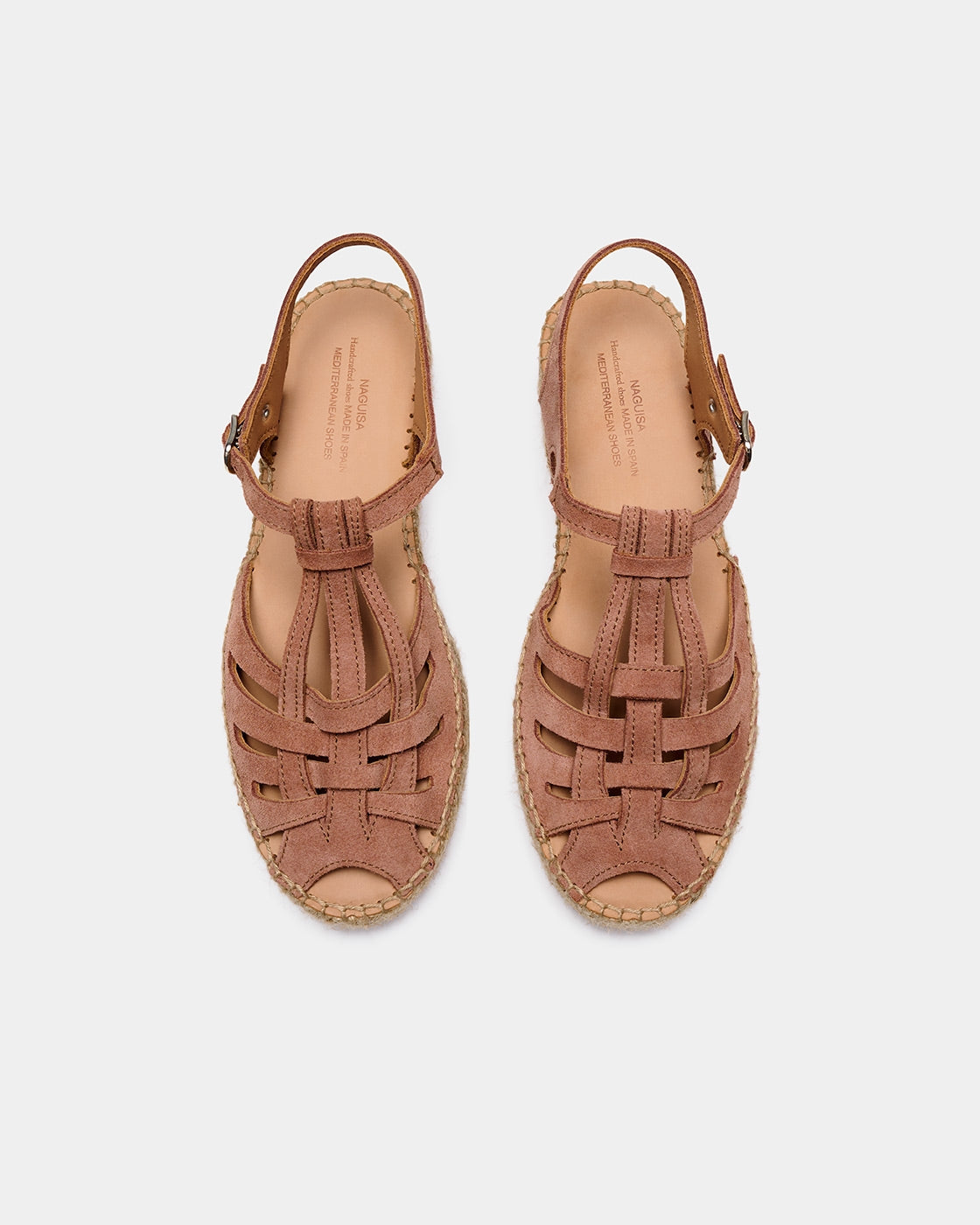 Espadrilles compensées en cuir certifié | marron "Bemol brown"