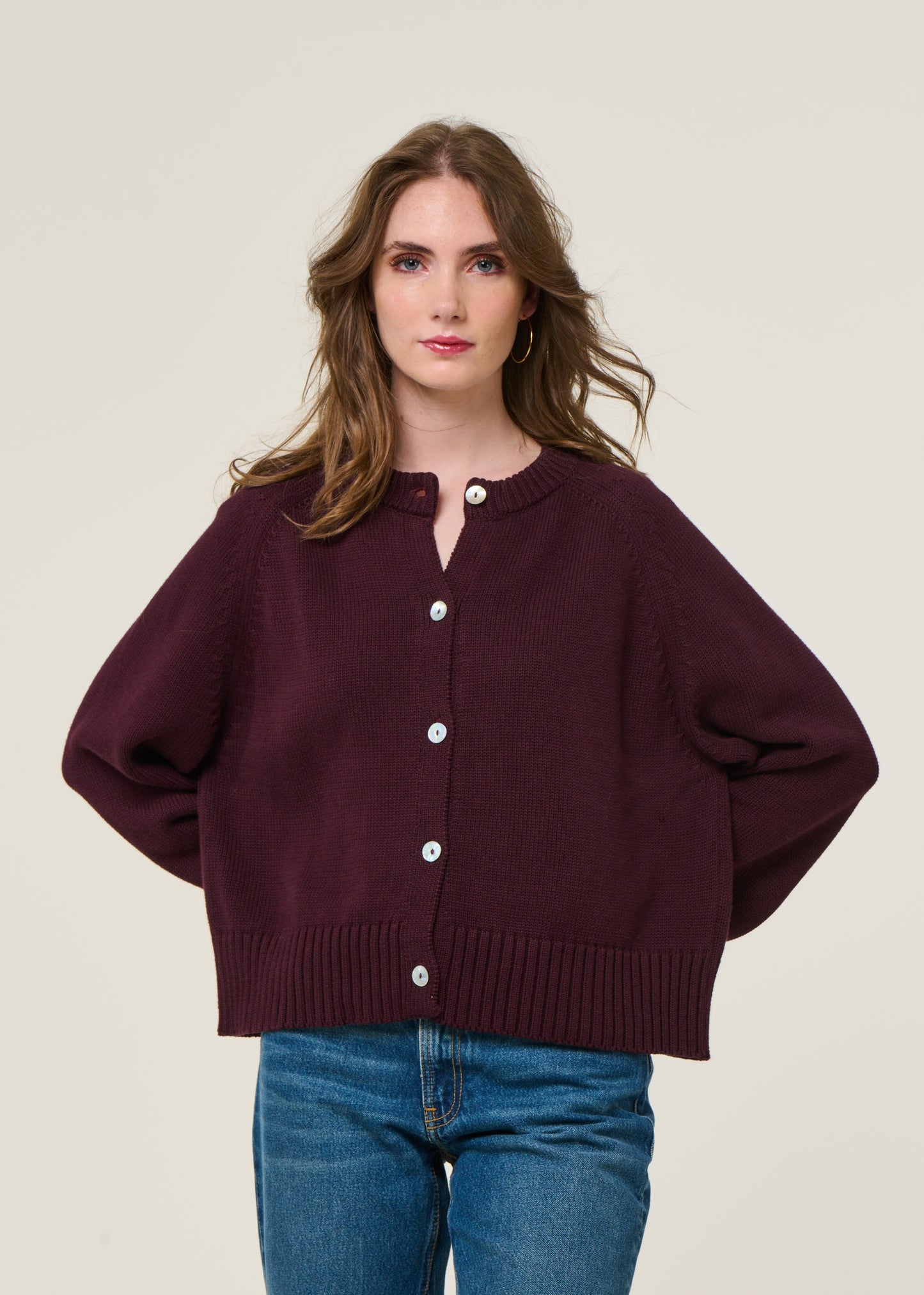 Gilet en coton bio | aubergine "sivia - cherry lacquer"