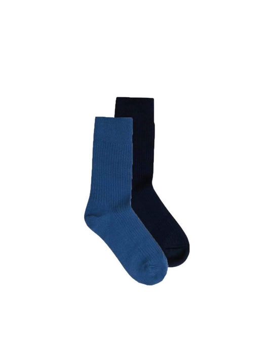 Pack de 2 paires de chaussettes bleu foncé en coton bio - Linden