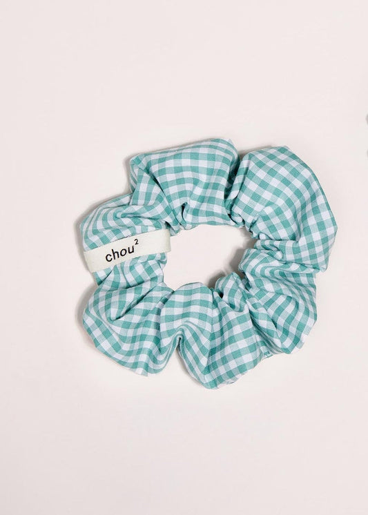 Chouchou en  matière upcyclée | vichy vert