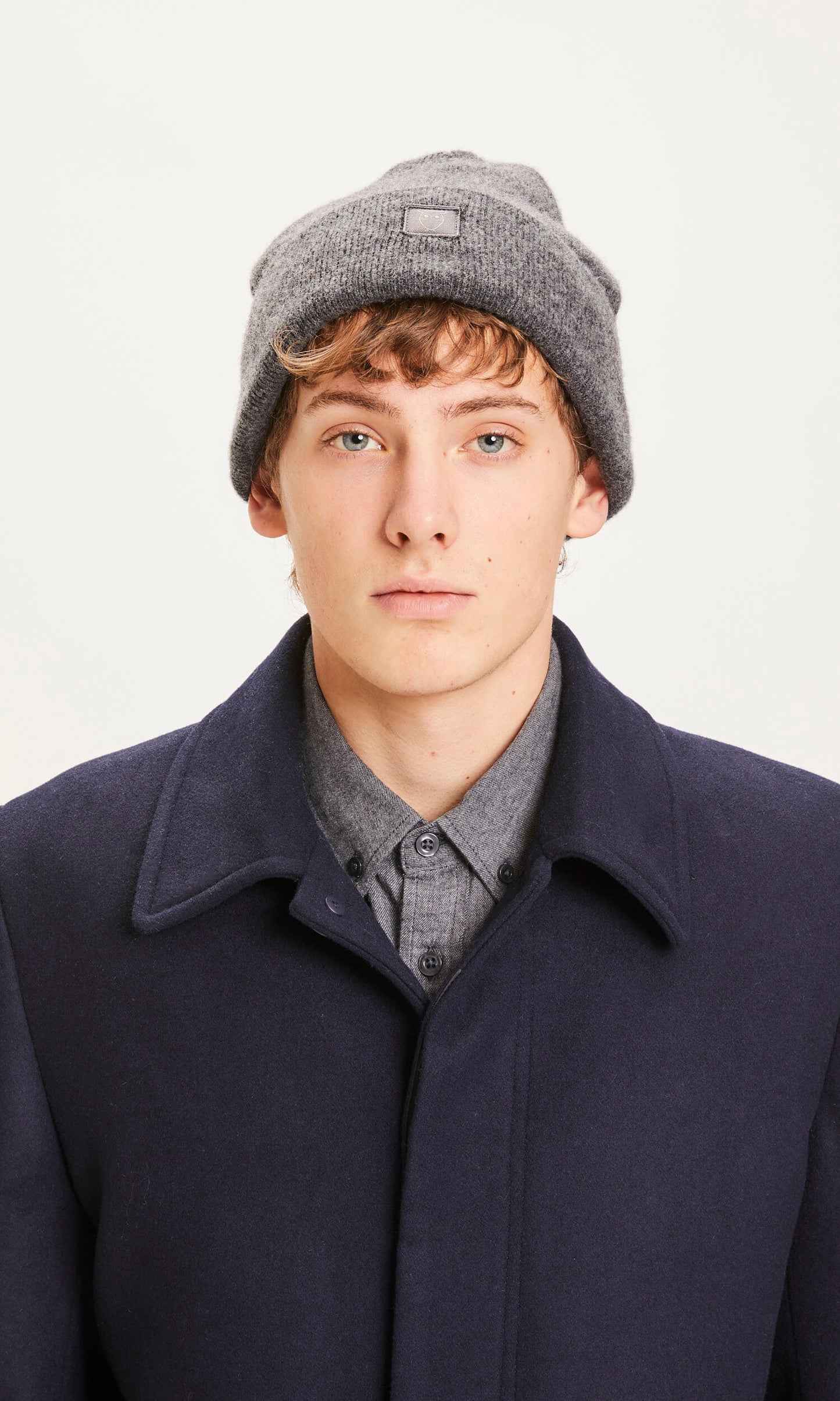 Bonnet gris en laine bio - LEAF grey