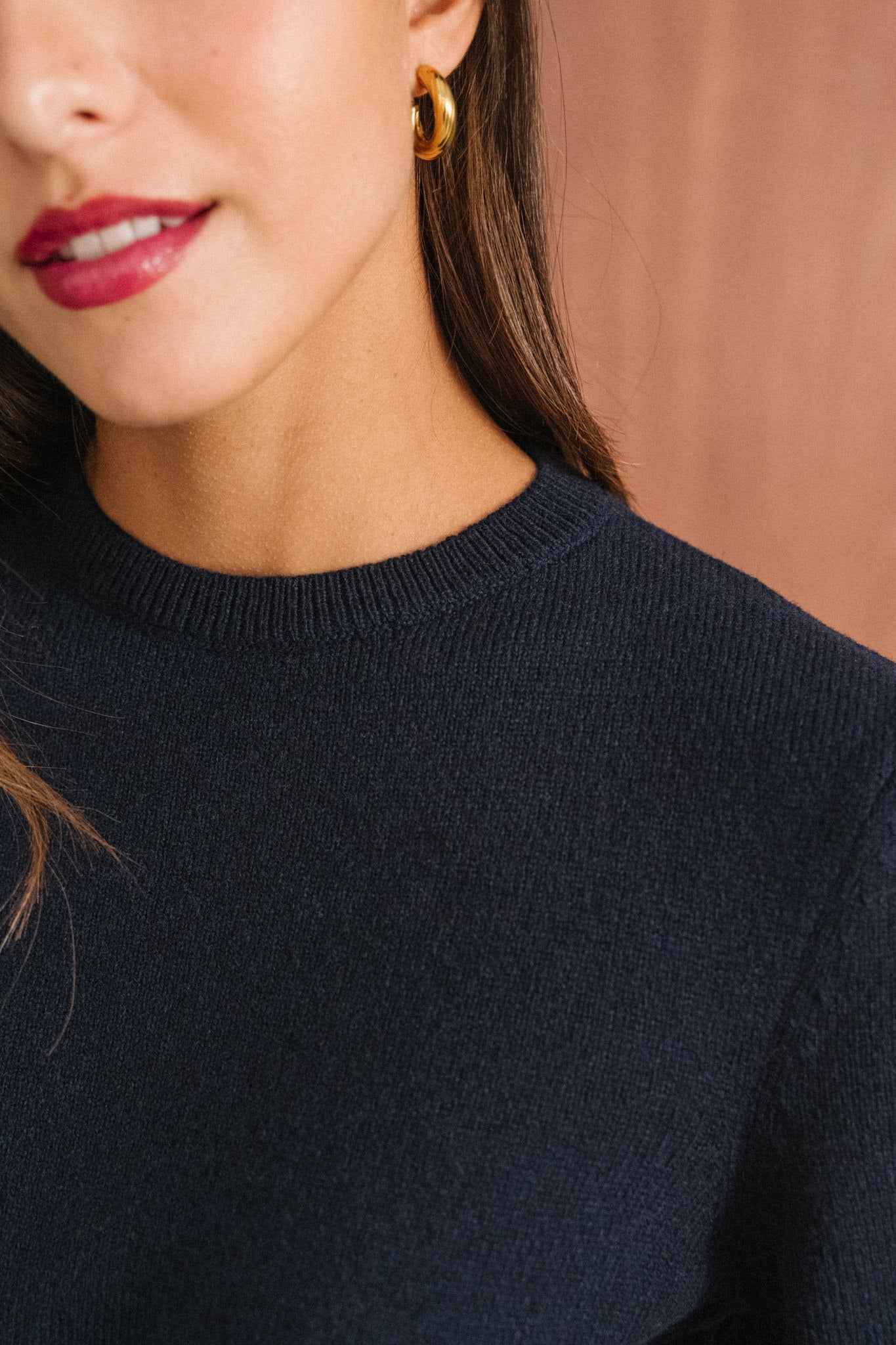 Pull droit en laine mérinos recyclée | marine