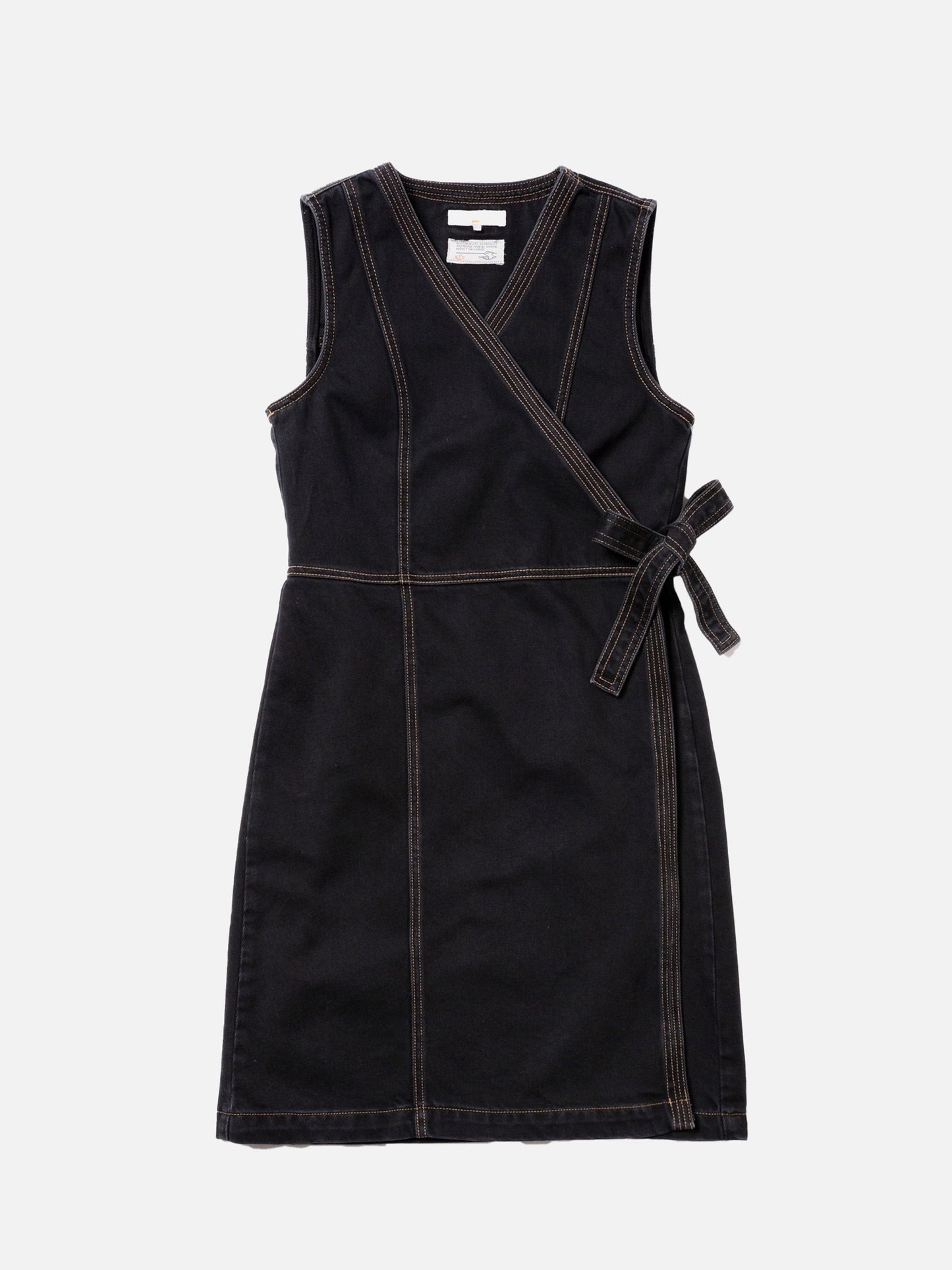 Robe portefeuille jean en coton bio | noir 'wiveka wrap denim dress black'