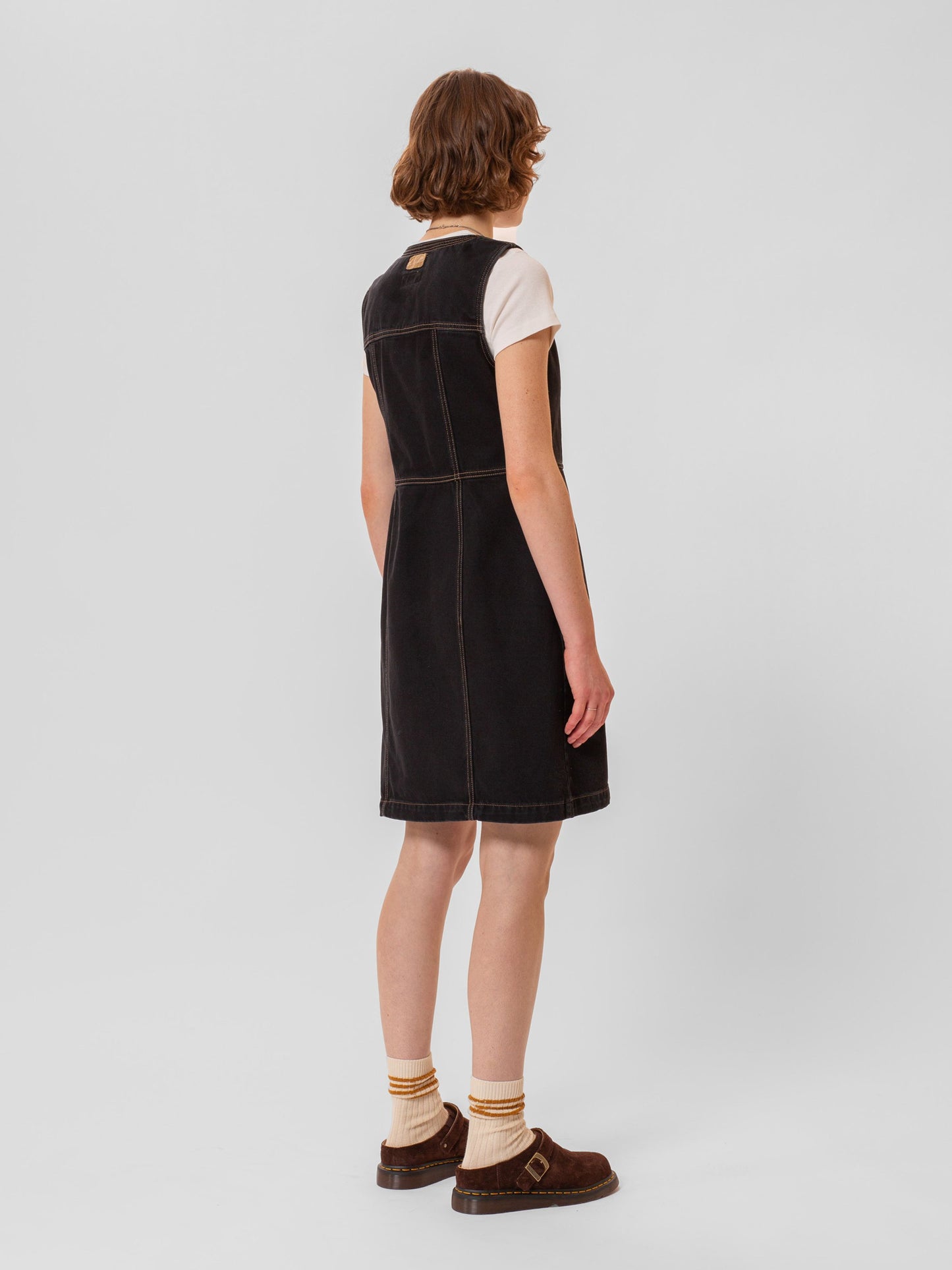 Robe portefeuille jean en coton bio | noir 'wiveka wrap denim dress black'