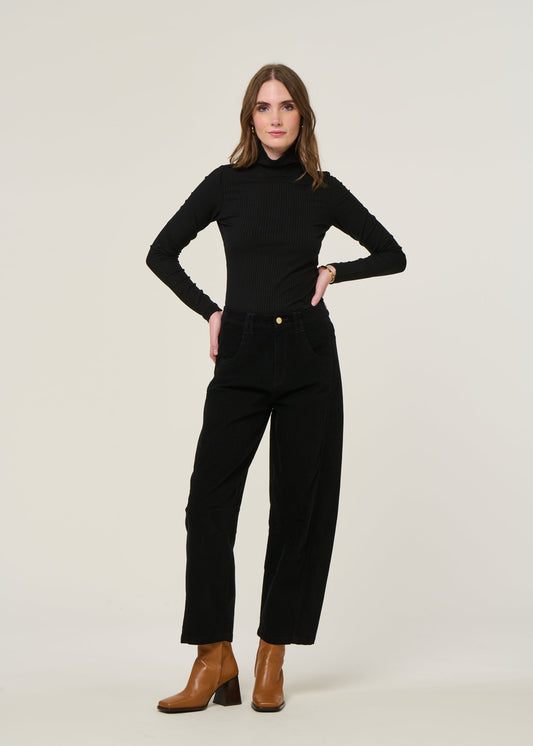 Pantalon ballon velours en coton bio | noir "narkue"