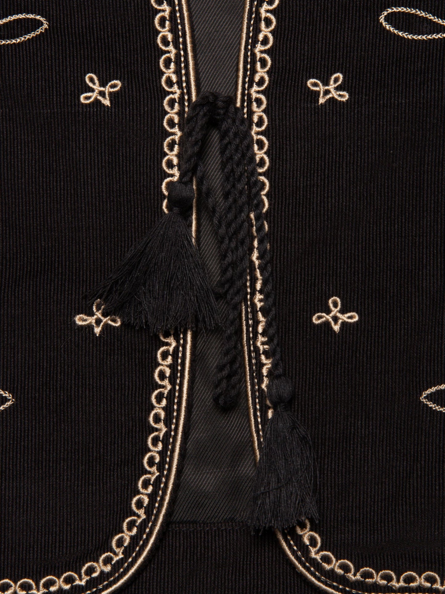 Gilet brodé sans manches en coton bio | noir "vera embroidered vest black"
