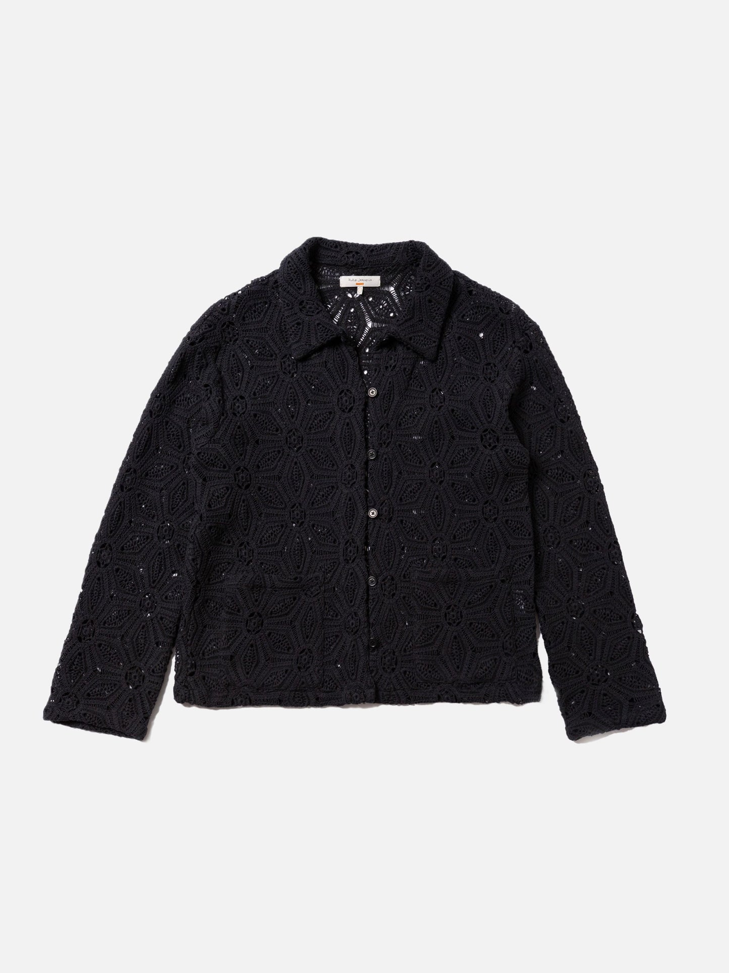 Gilet en crochet en coton bio | noir "anita crochet cardigan black"