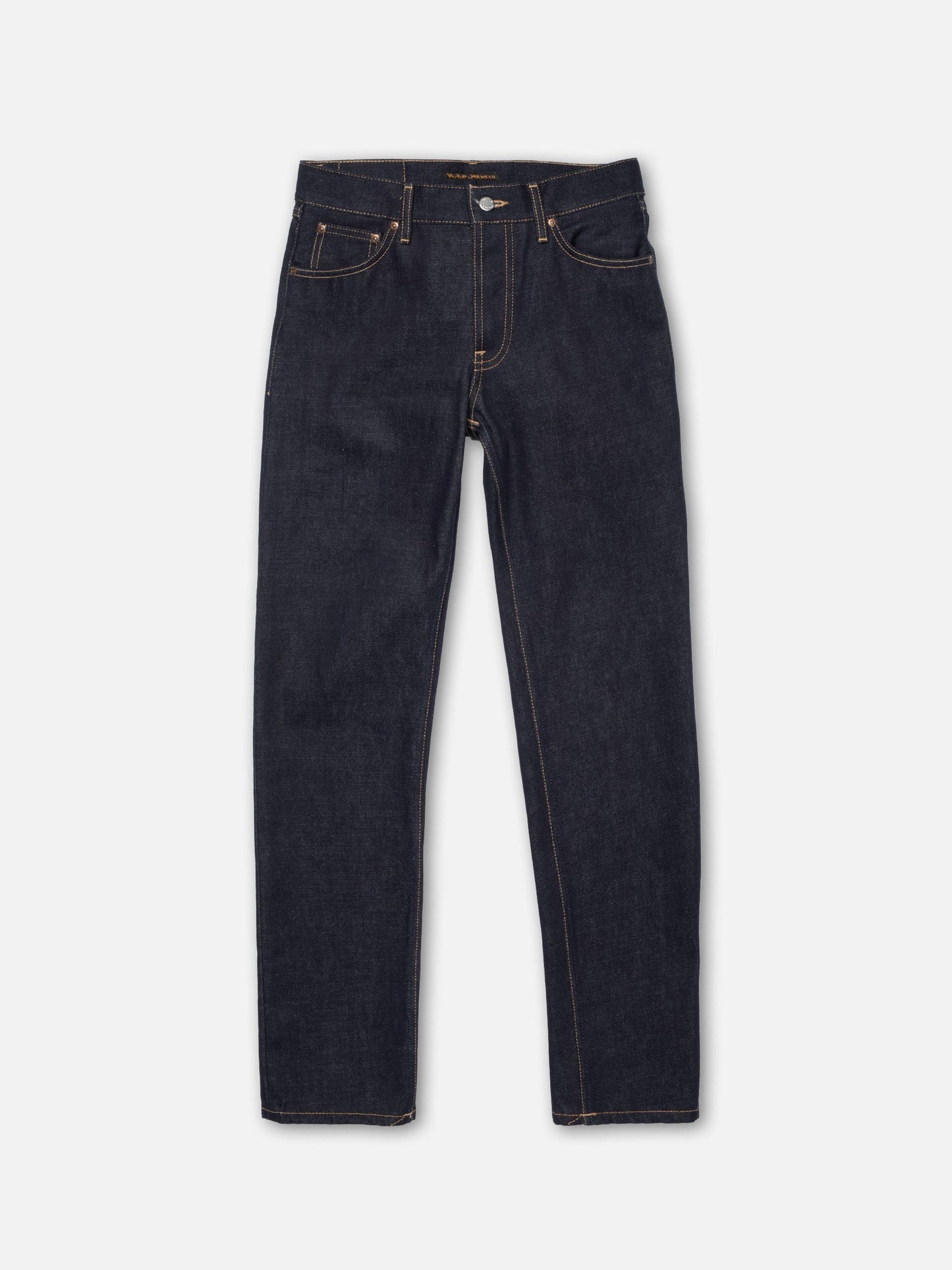 Jean droit taille basse en coton bio | brut "shady sadie dry indigo"