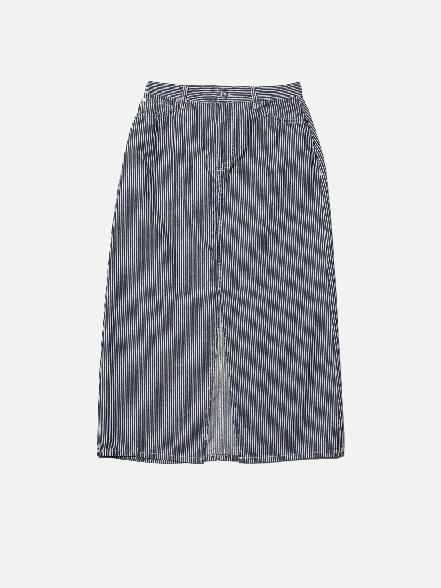 Jupe denim en coton bio | rayée "anna hickory striped skirt blue/offwhite"