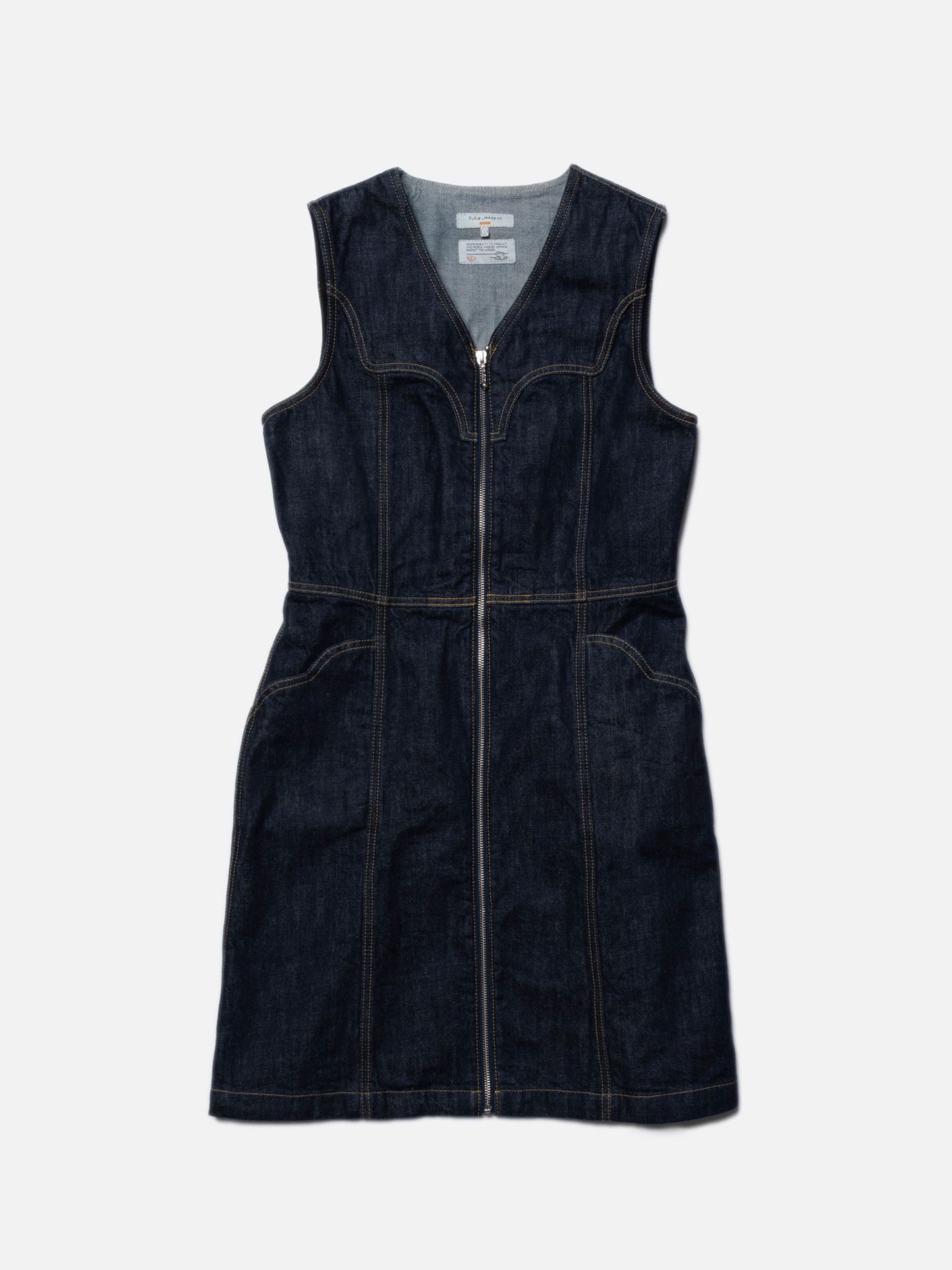 Robe denim en coton bio | brut "ina denim dress one wash dark blue"