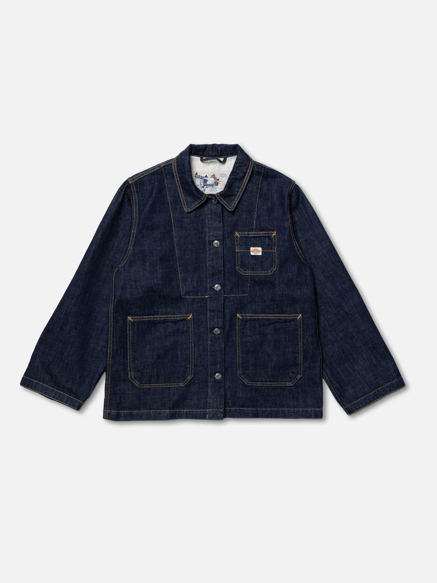 Veste denim en coton bio | brut "ada workwear jacket one wash - dark blue"