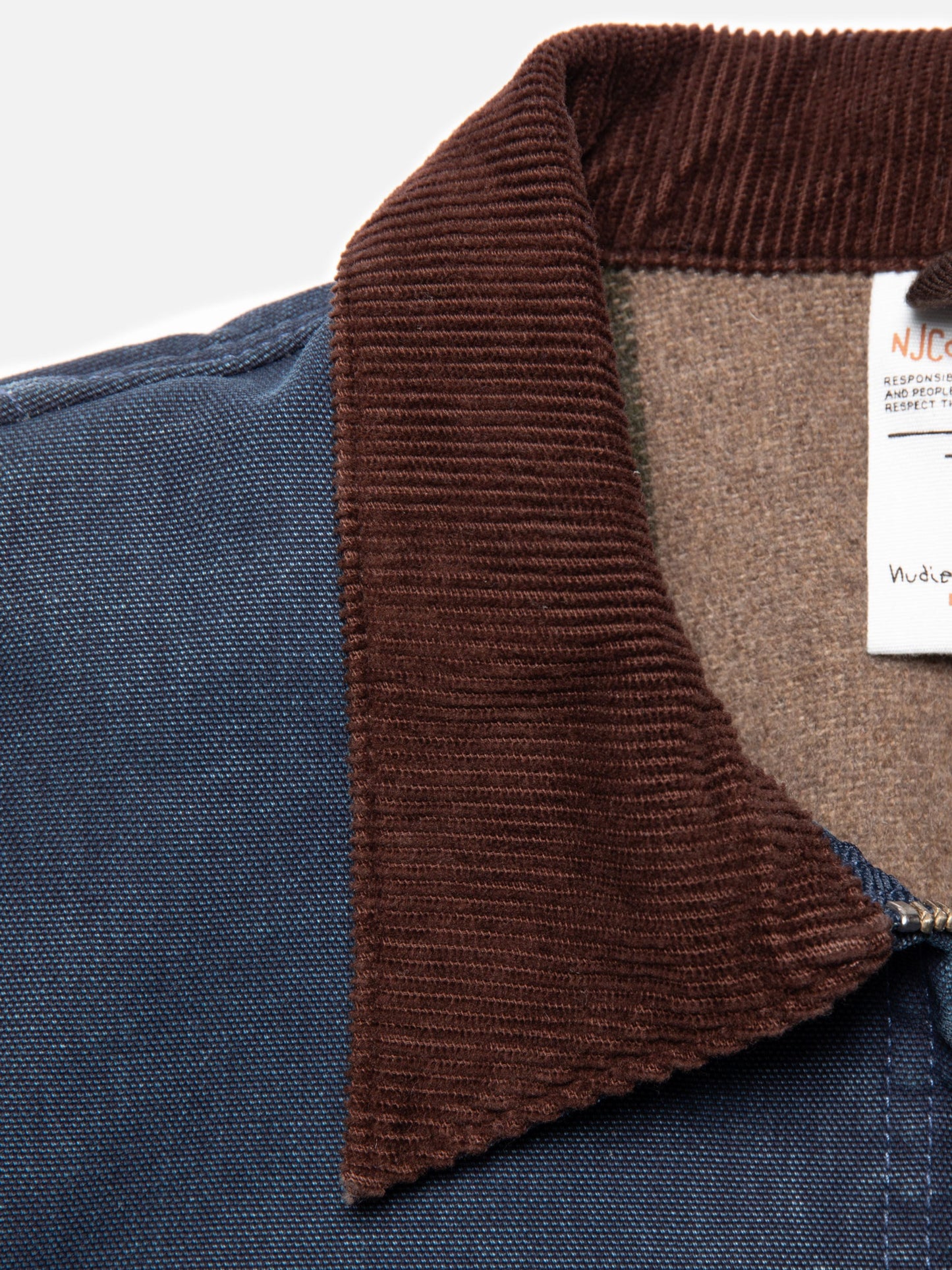 Veste en coton bio | denim bleu "blake zip jacket canvas - blue"