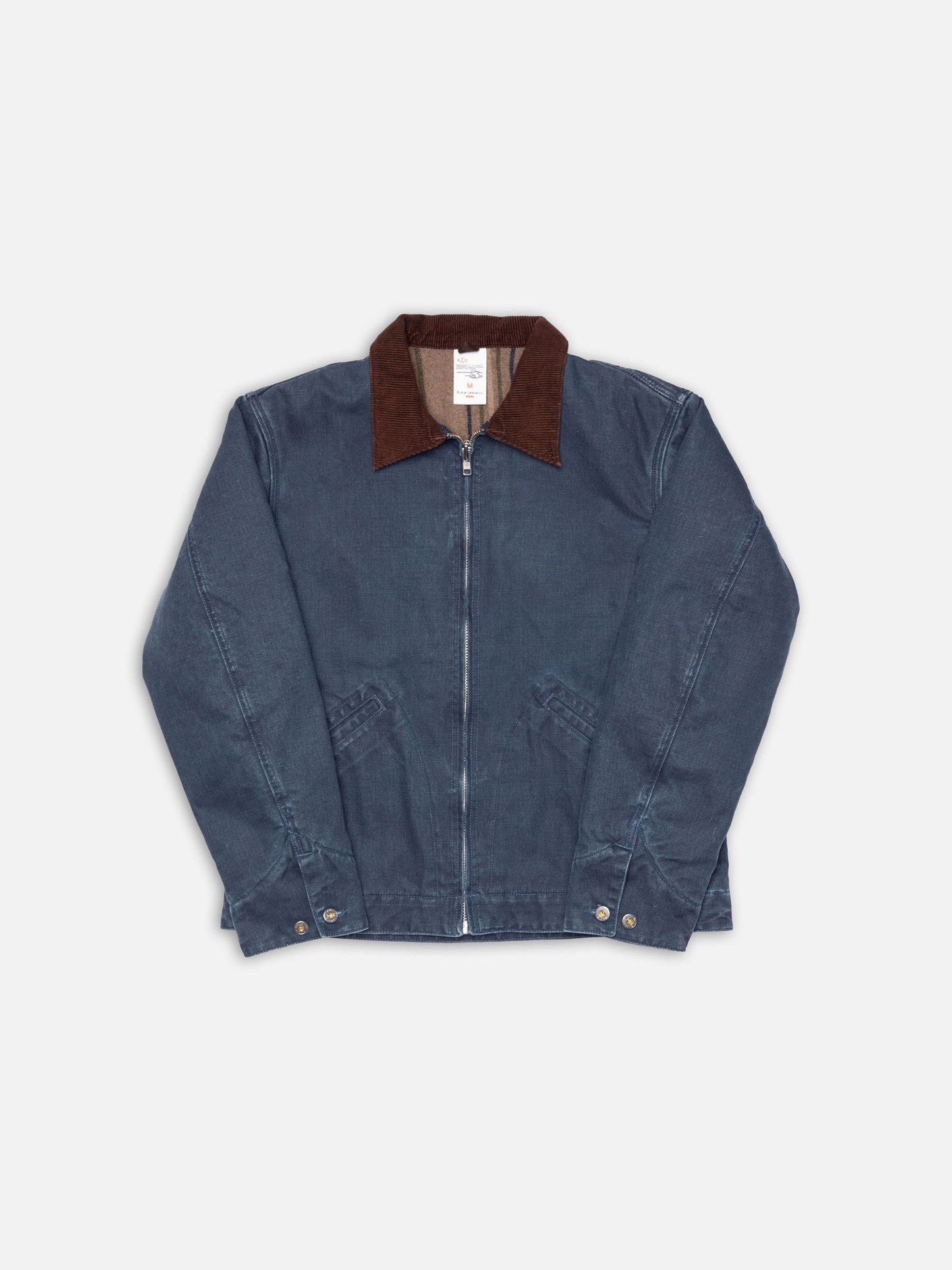 Veste en coton bio | denim bleu "blake zip jacket canvas - blue"