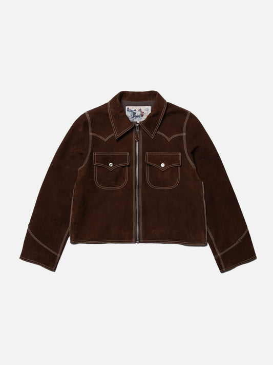 Blouson en cuir certifié | marron "anja western suede jacket bruno"