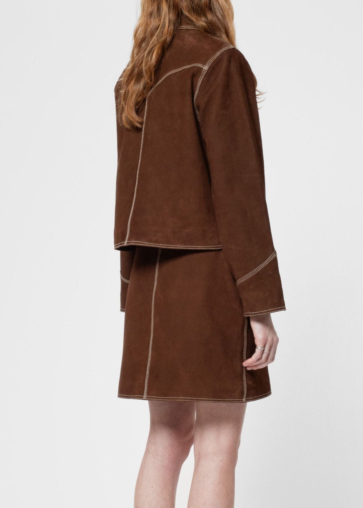 Blouson en cuir certifié | marron "anja western suede jacket bruno"