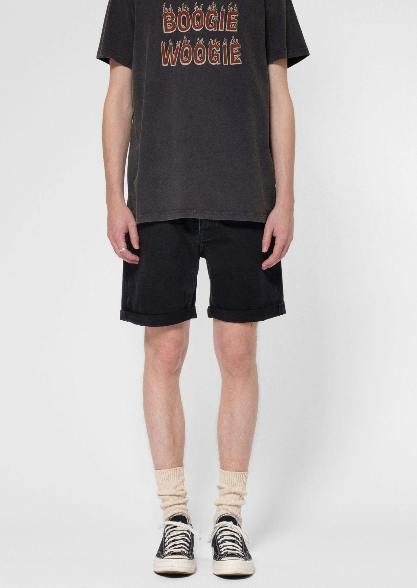 Short jean en coton bio | noir "josh denim shorts aged black"