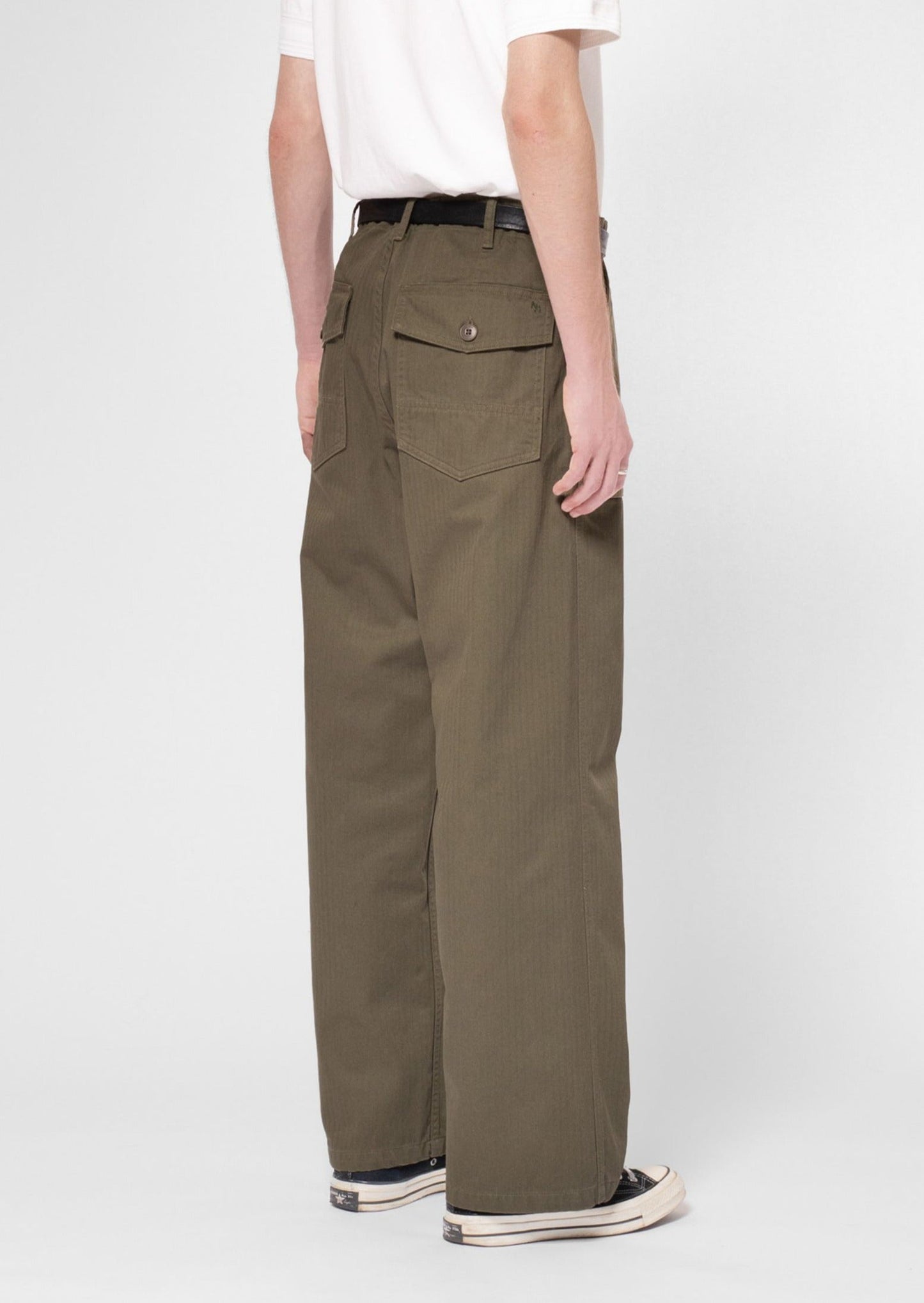 Pantalon ample twill chevrons en coton bio | kaki "tuff tony fatigue pants olive"