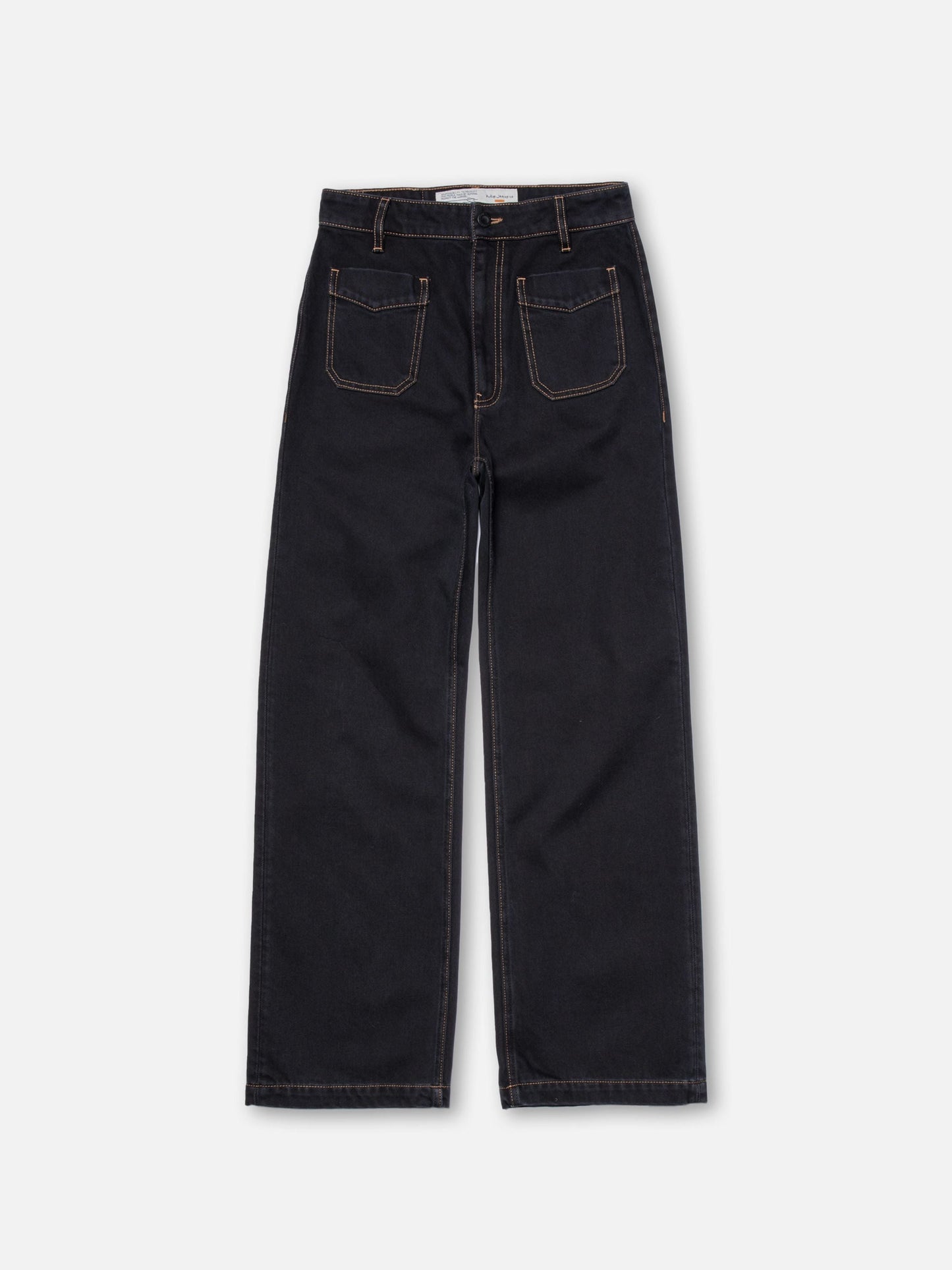 Jean évasé en coton bio | noir "holly western black denim pants"