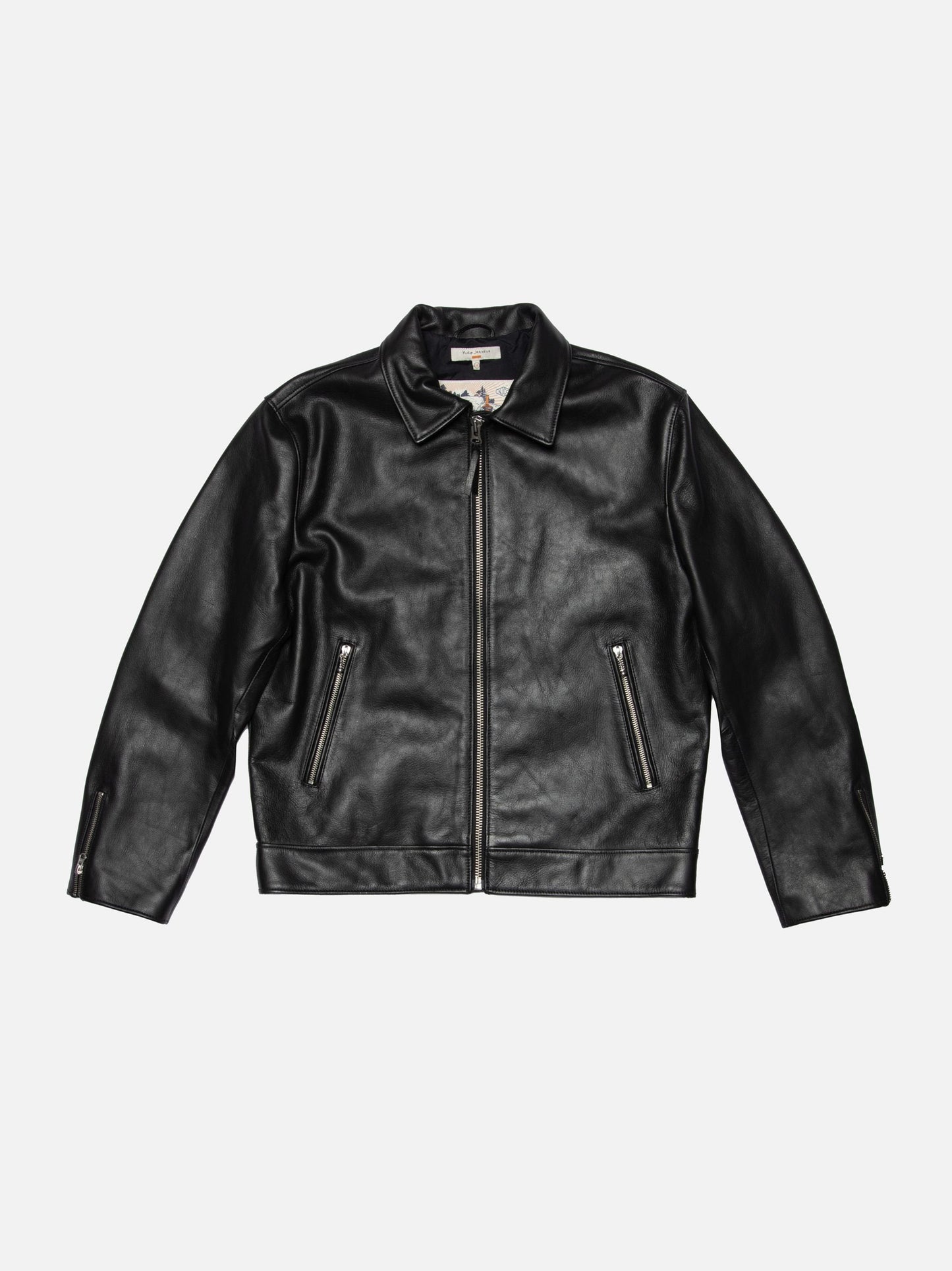 Blouson en cuir tannage semi végétal | noir "eddy rider leather jacket - black"
