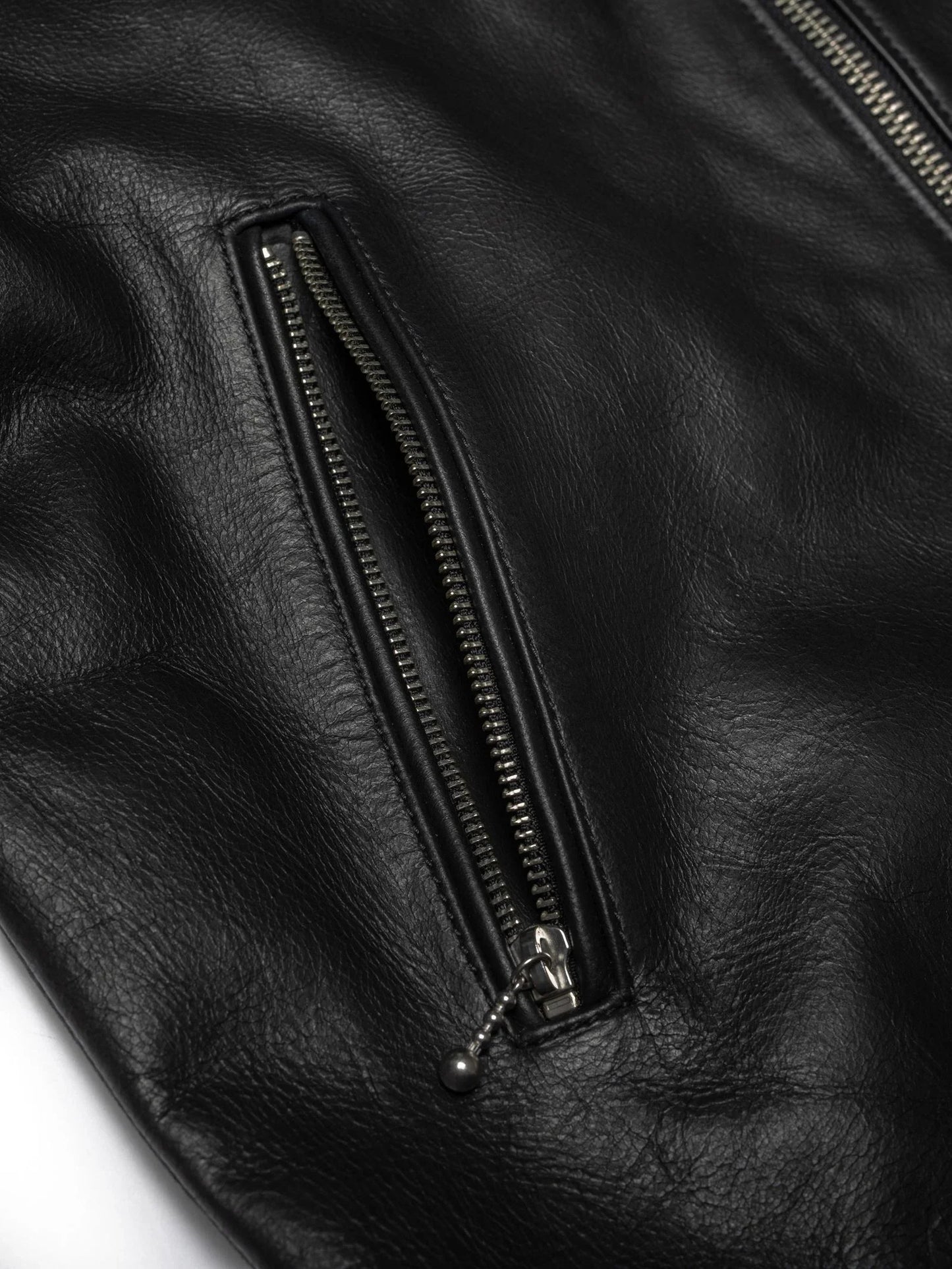 Blouson en cuir tannage semi végétal | noir "eddy rider leather jacket - black"
