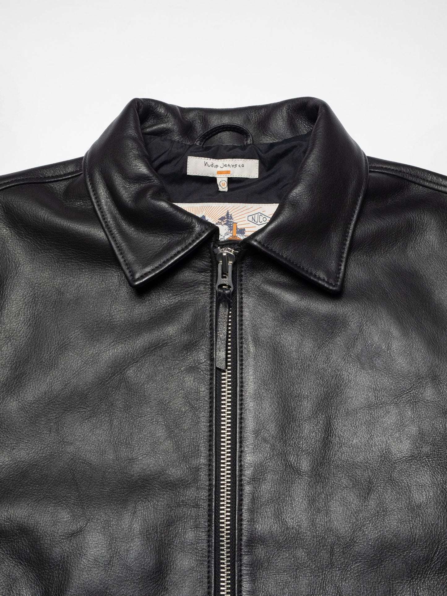 Blouson en cuir tannage semi végétal | noir "eddy rider leather jacket - black"