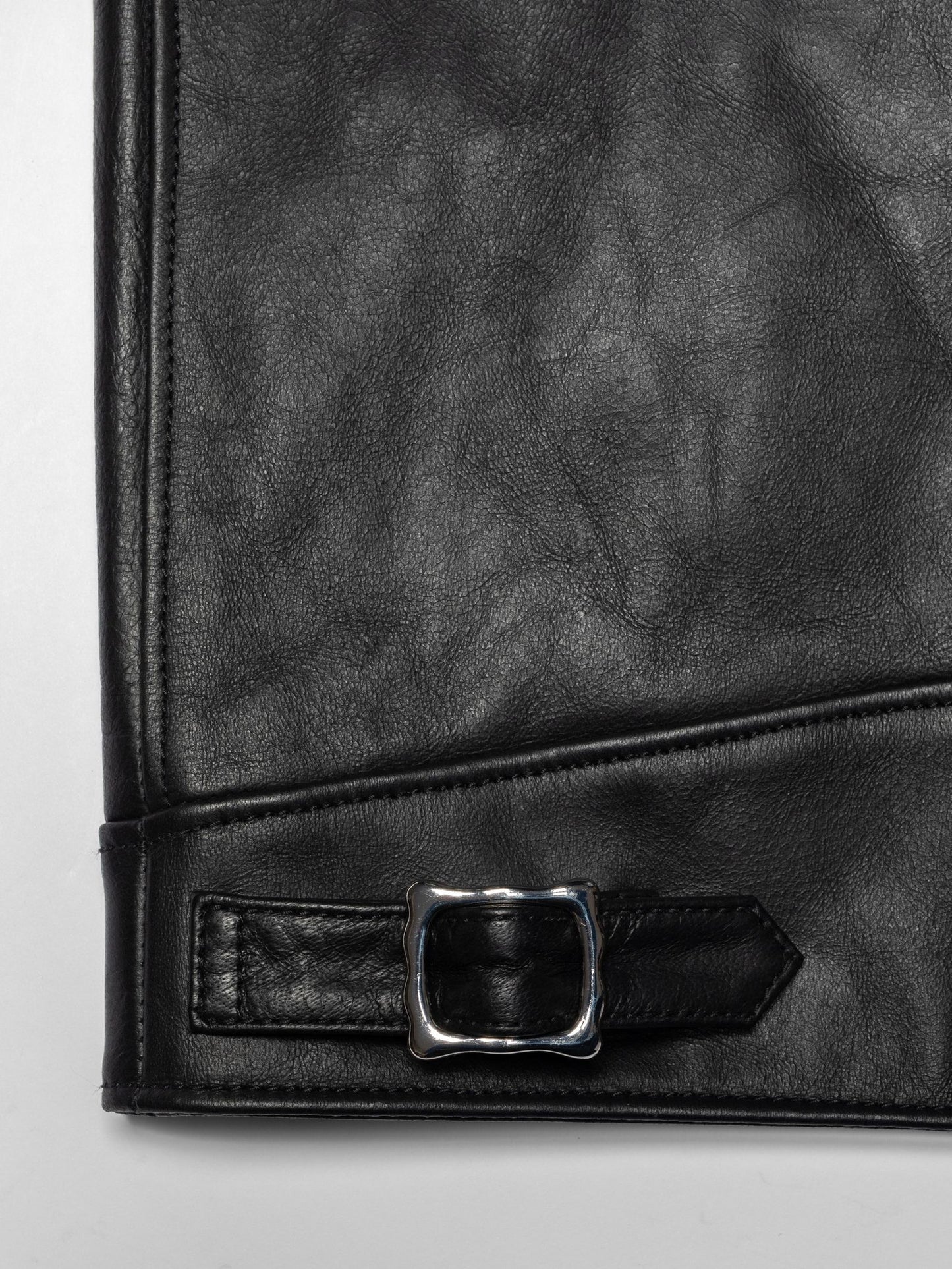 Blouson en cuir tannage semi végétal | noir "eddy rider leather jacket - black"