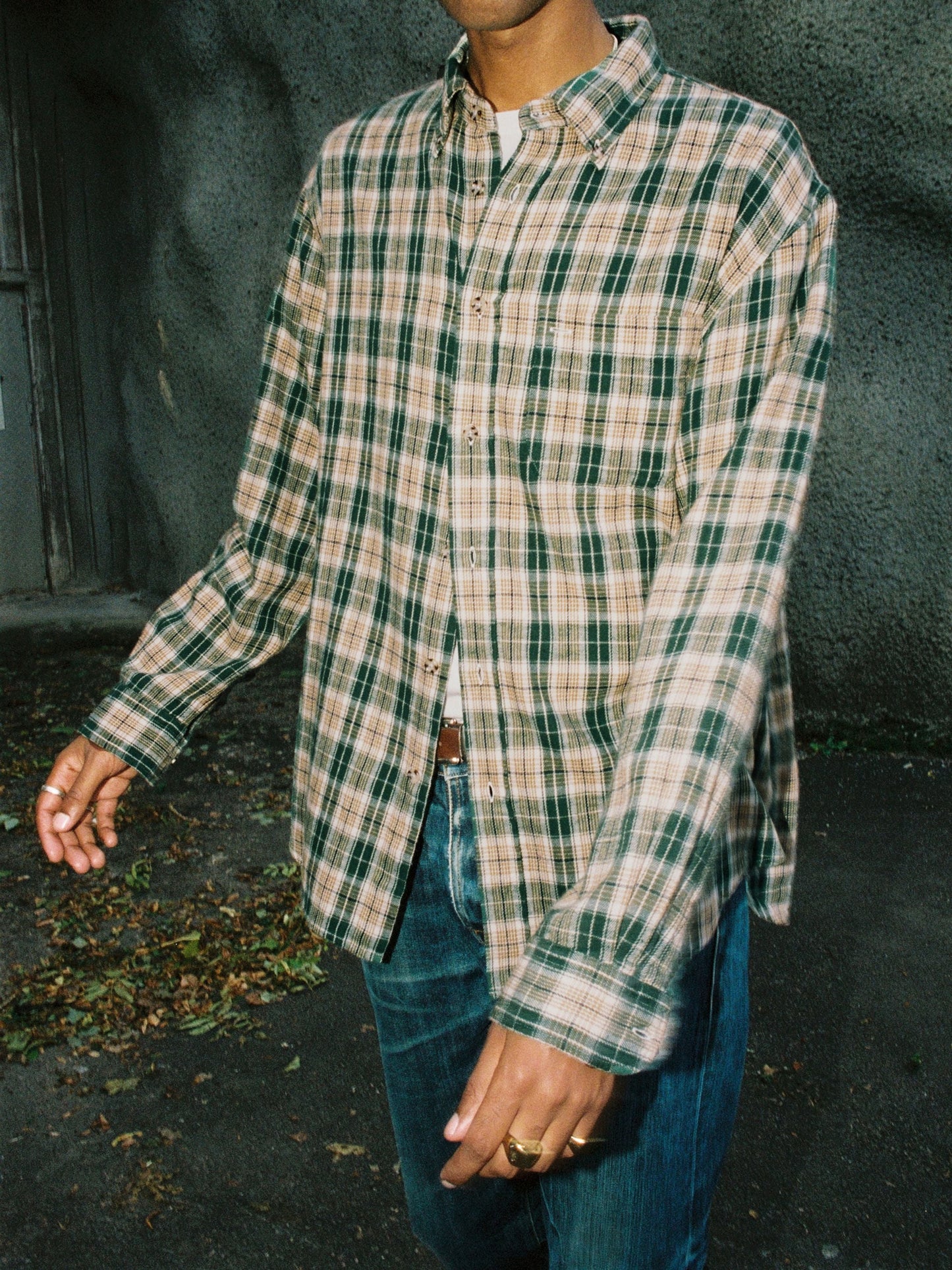Chemise en coton biologique et lin | vert "julian farmers check shirt - racing green"