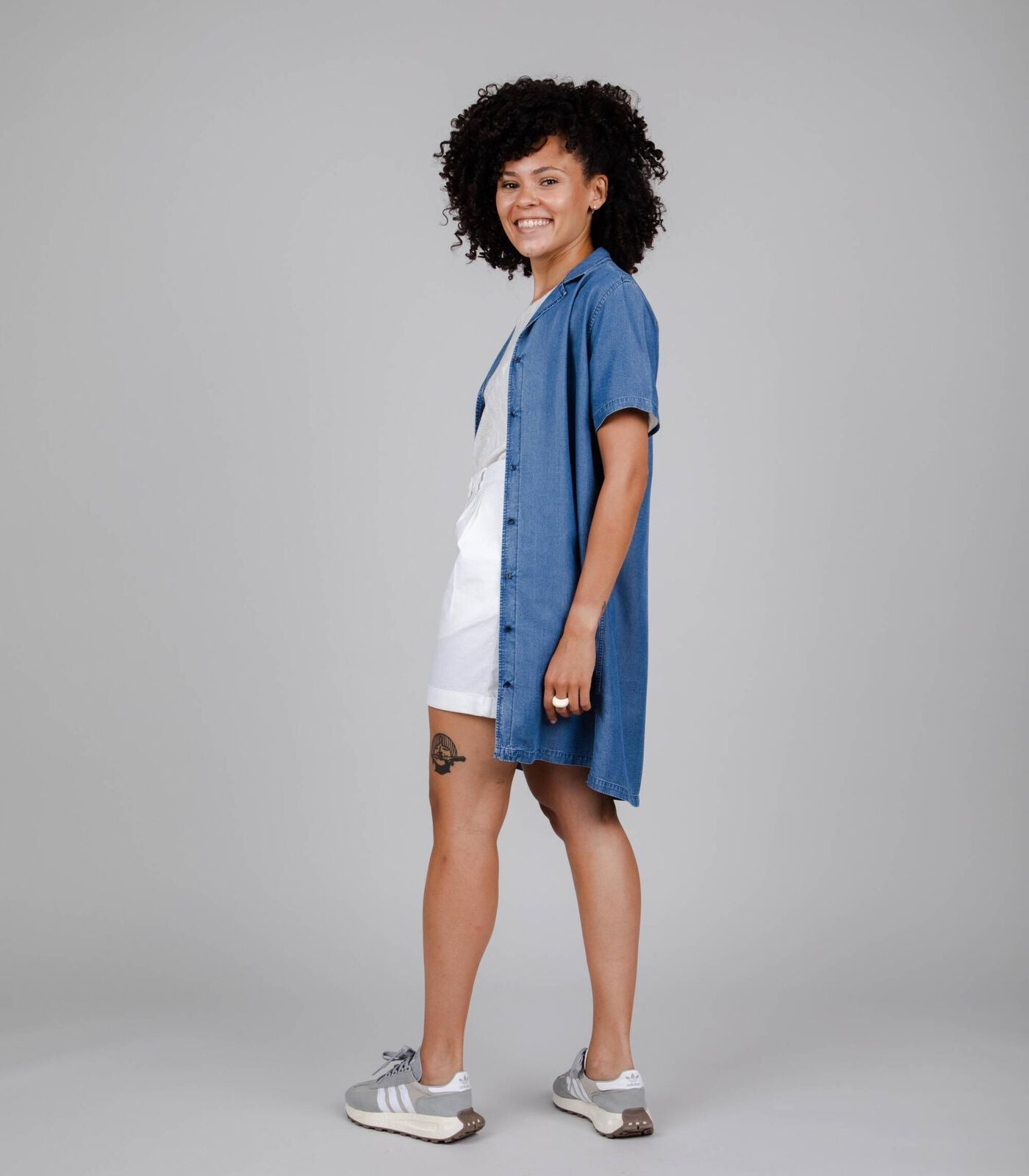 Chemise longue bleue en tencel - denim aloha overshirt indigo blue