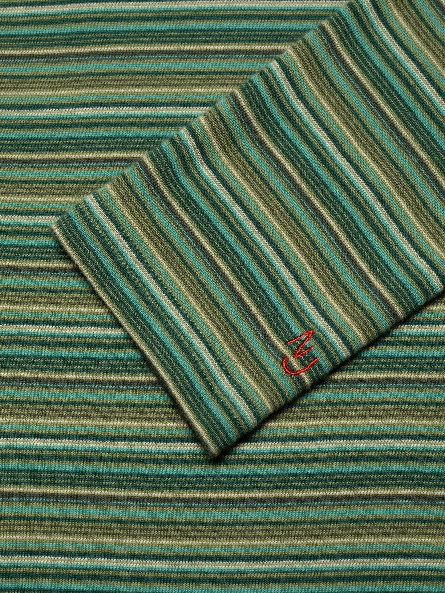 T-shirt en coton bio | vert "jessy ls t-shirt striped rib - multi"