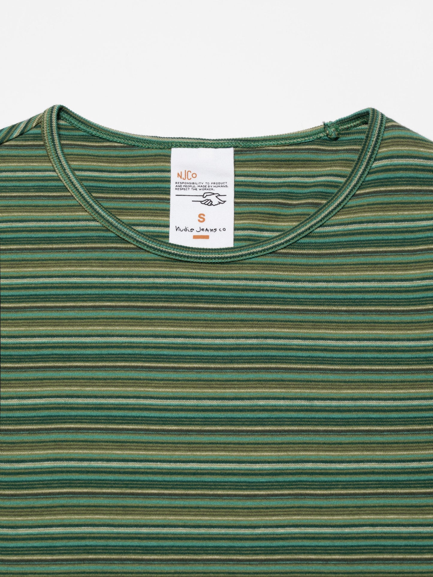 T-shirt en coton bio | vert "jessy ls t-shirt striped rib - multi"