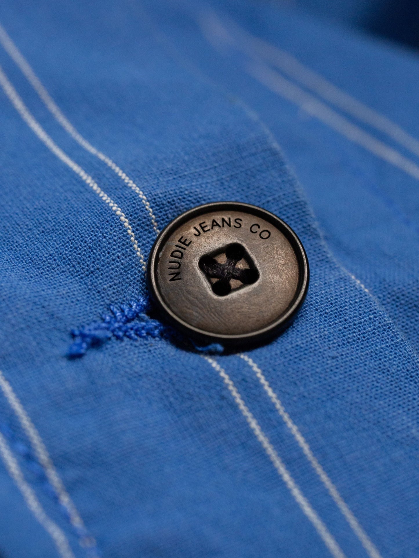 Veste en coton bio | rayé bleu 'kicki striped workwear jacket - blue/offwhite'