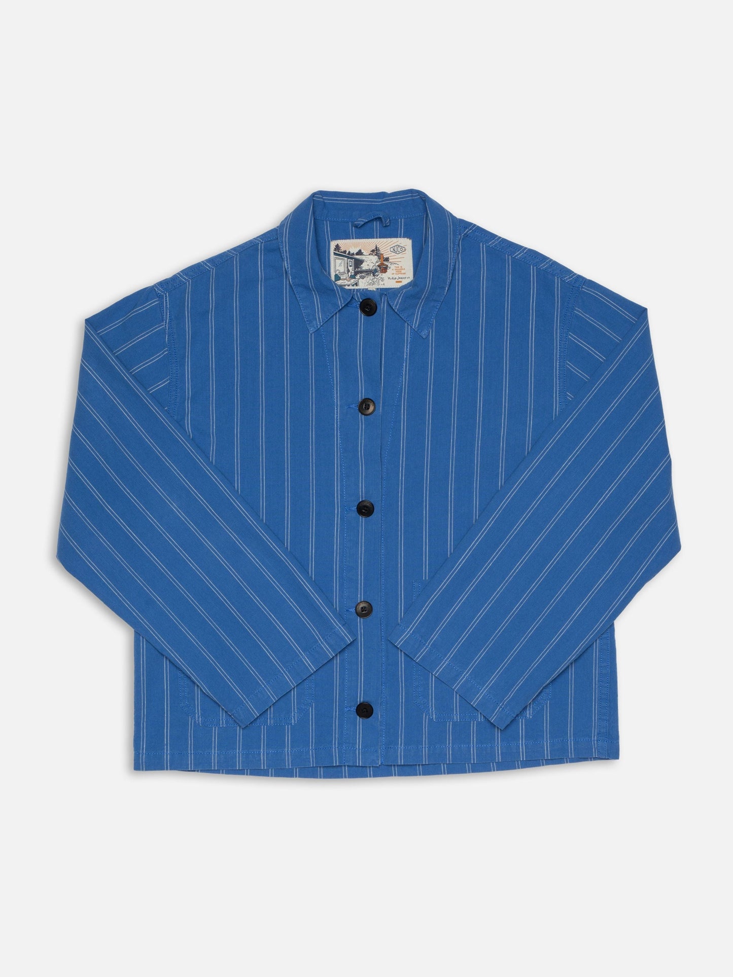 Veste en coton bio | rayé bleu 'kicki striped workwear jacket - blue/offwhite'