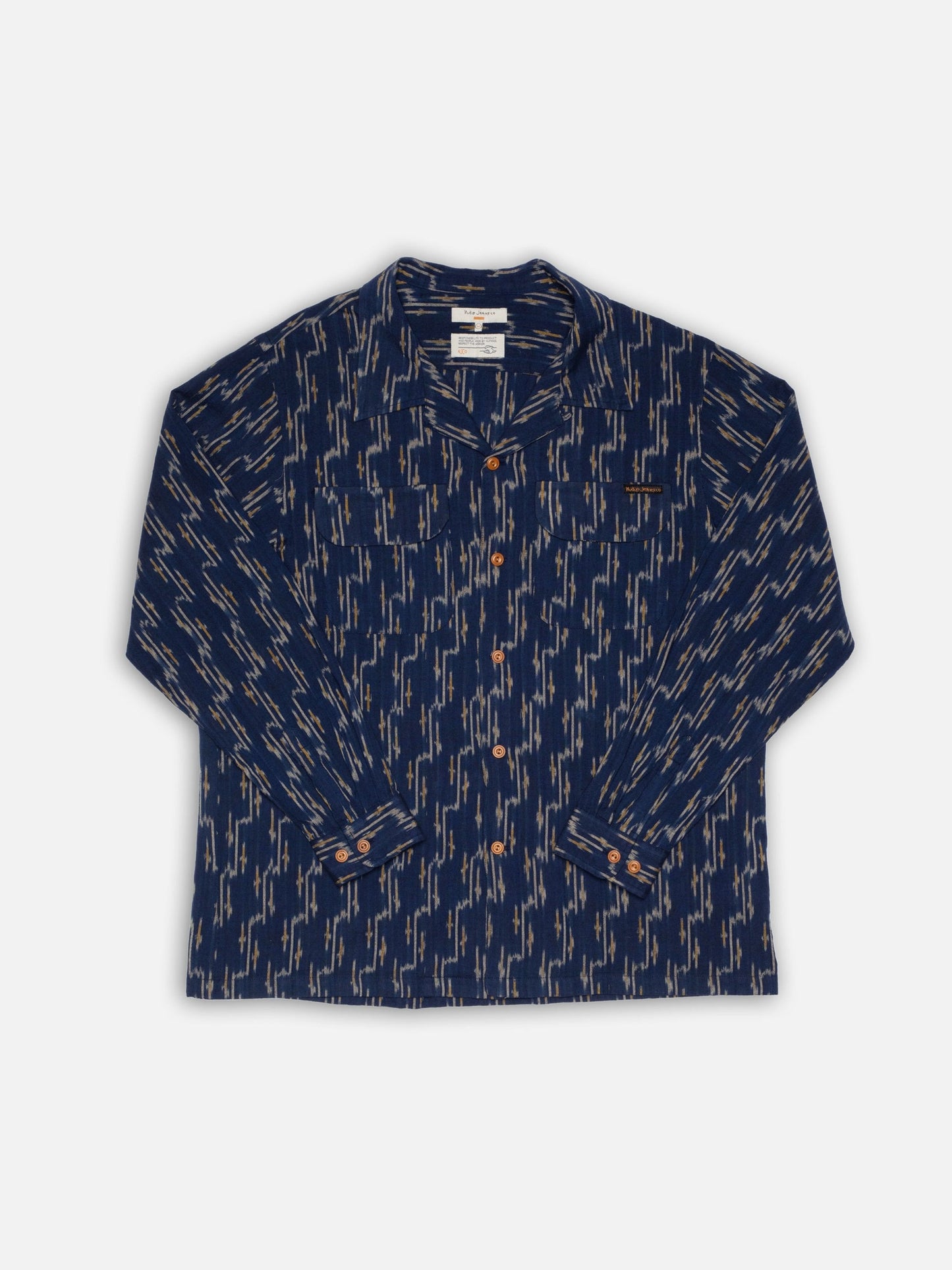 Chemise en coton bio | marine "vincent ikat shirt - blueberry"