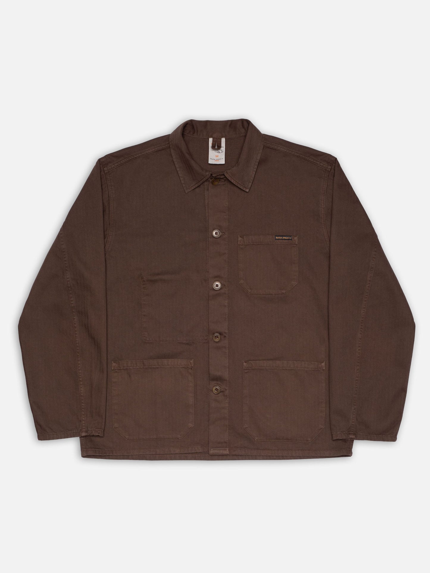 Veste en coton bio | marron "buddy herringbone chore jacket - walnut"