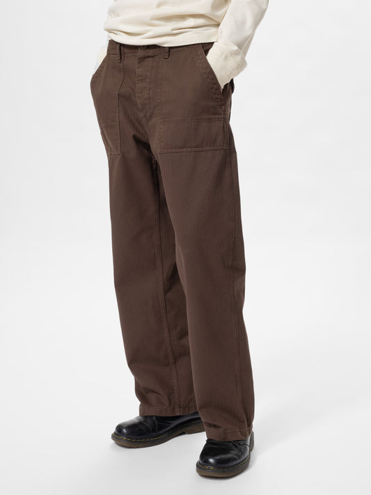 Pantalon ample en coton bio | marron "tuff tony fatigue pants walnut"