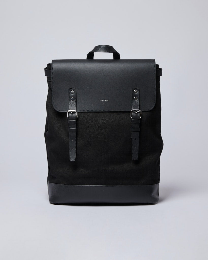 Sac à dos en coton bio | noir "hege black with black leather"