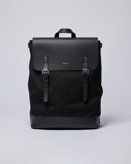 Sac à dos en coton bio | noir "hege black with black leather"