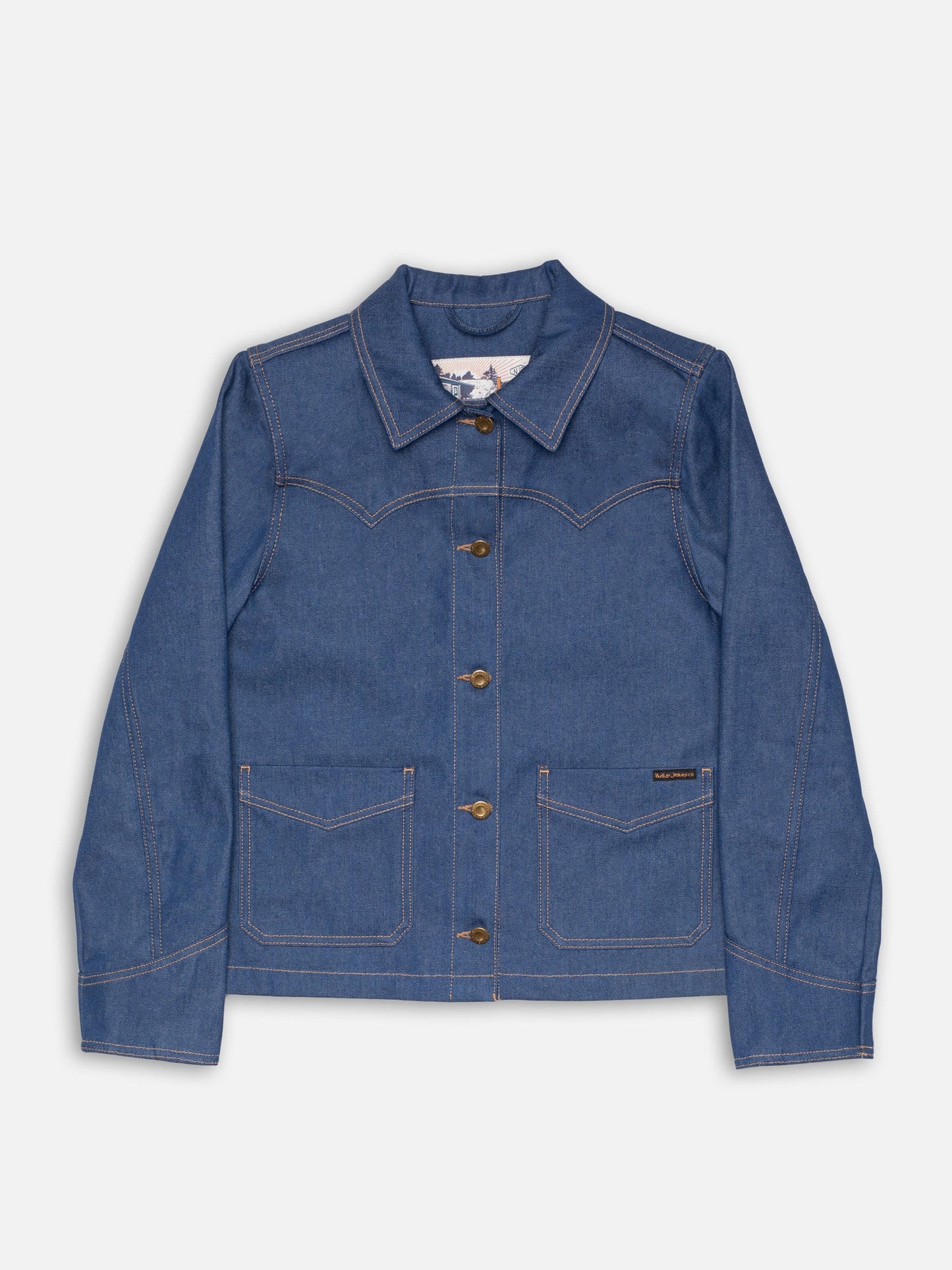 Veste en jean brut en coton bio - kelly western jacket 70's blue denim