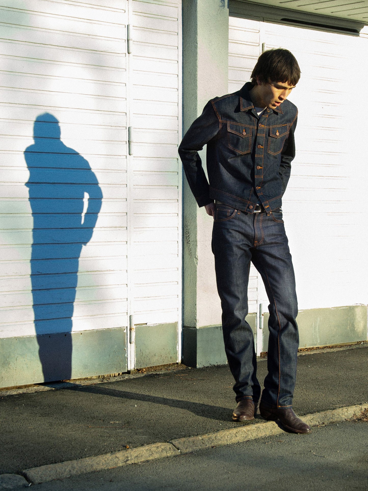 Jean droit en coton biologique | bleu "Slim jim dry streaky - dry blue"