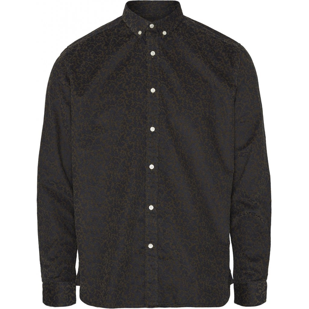 Chemise velours fin imprimé vert forêt en coton bio - LARCH