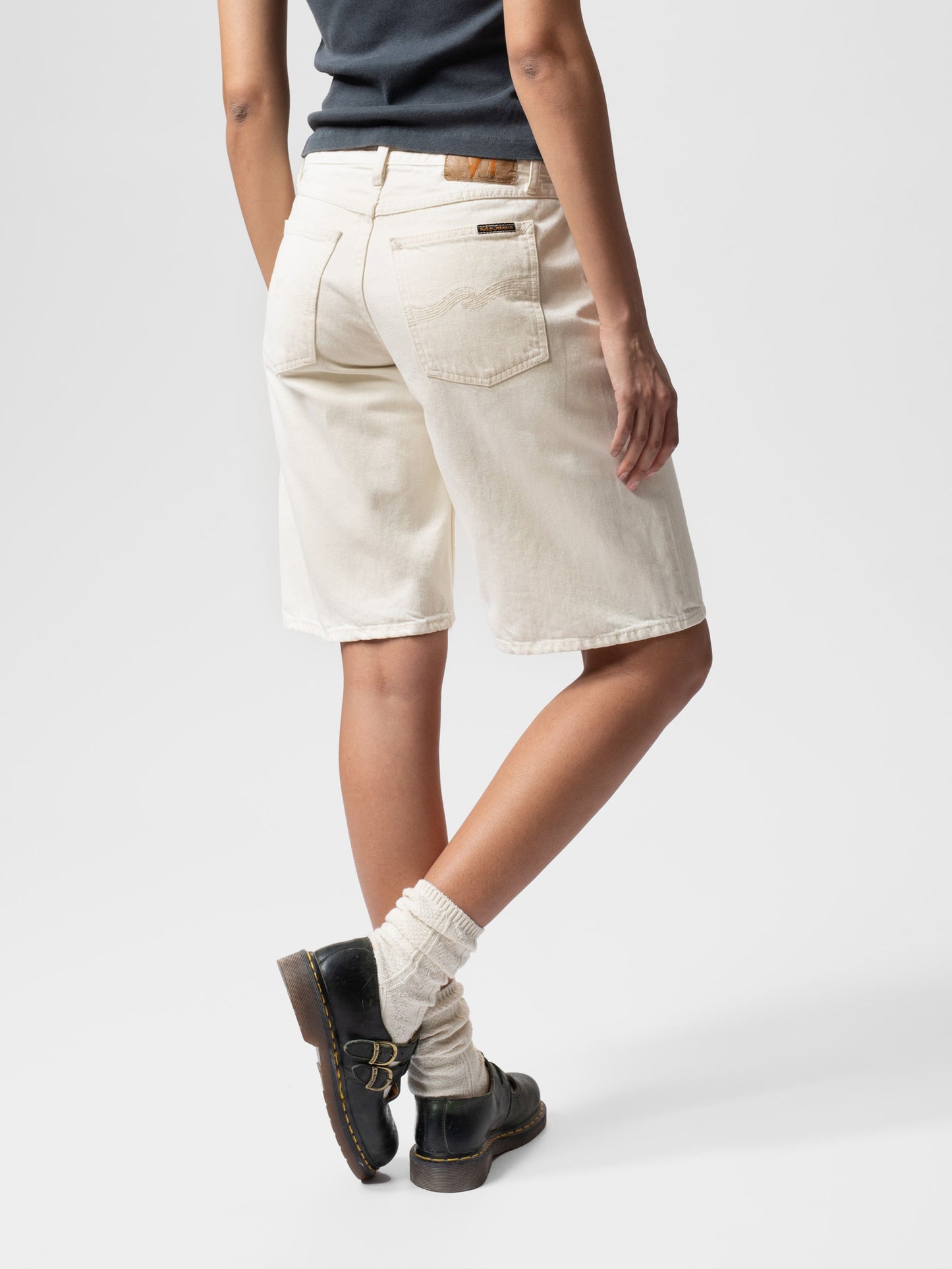 Short bermuda en coton biologique | beige "Meja denim shorts ivory"